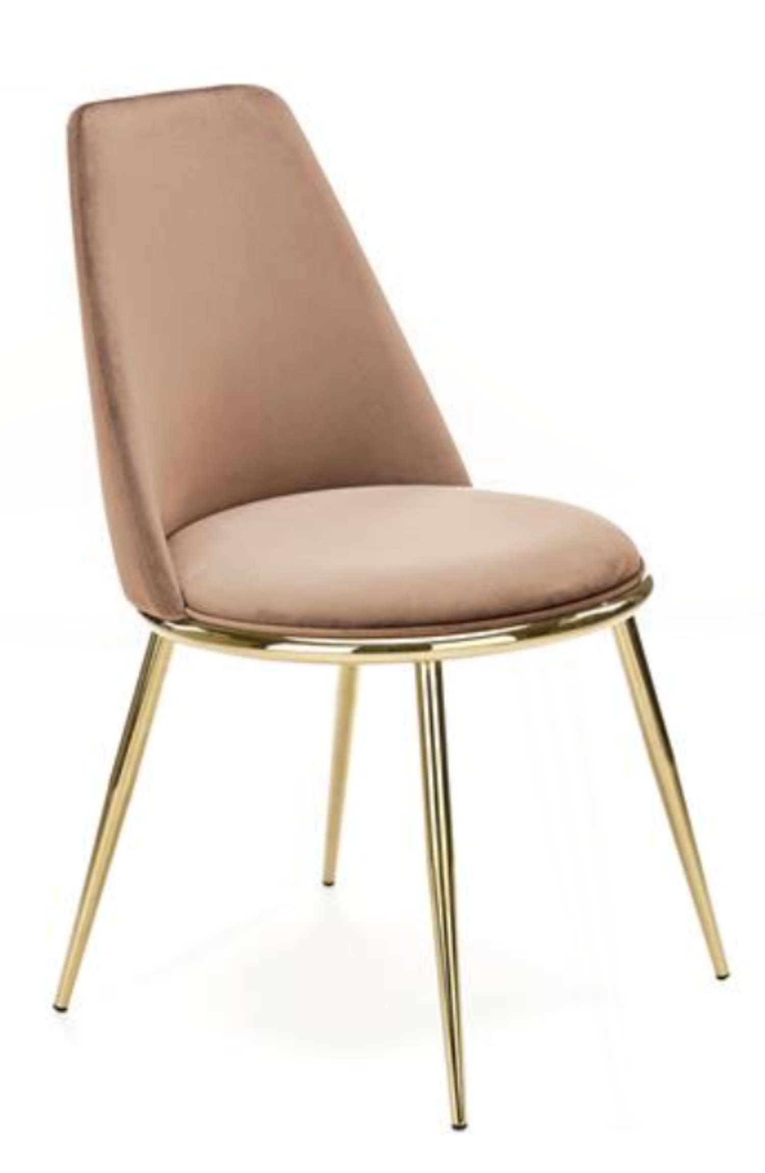 Krzesło tapicerowane Kottayam beżowe na złotej podstawie - zdjęcie 1