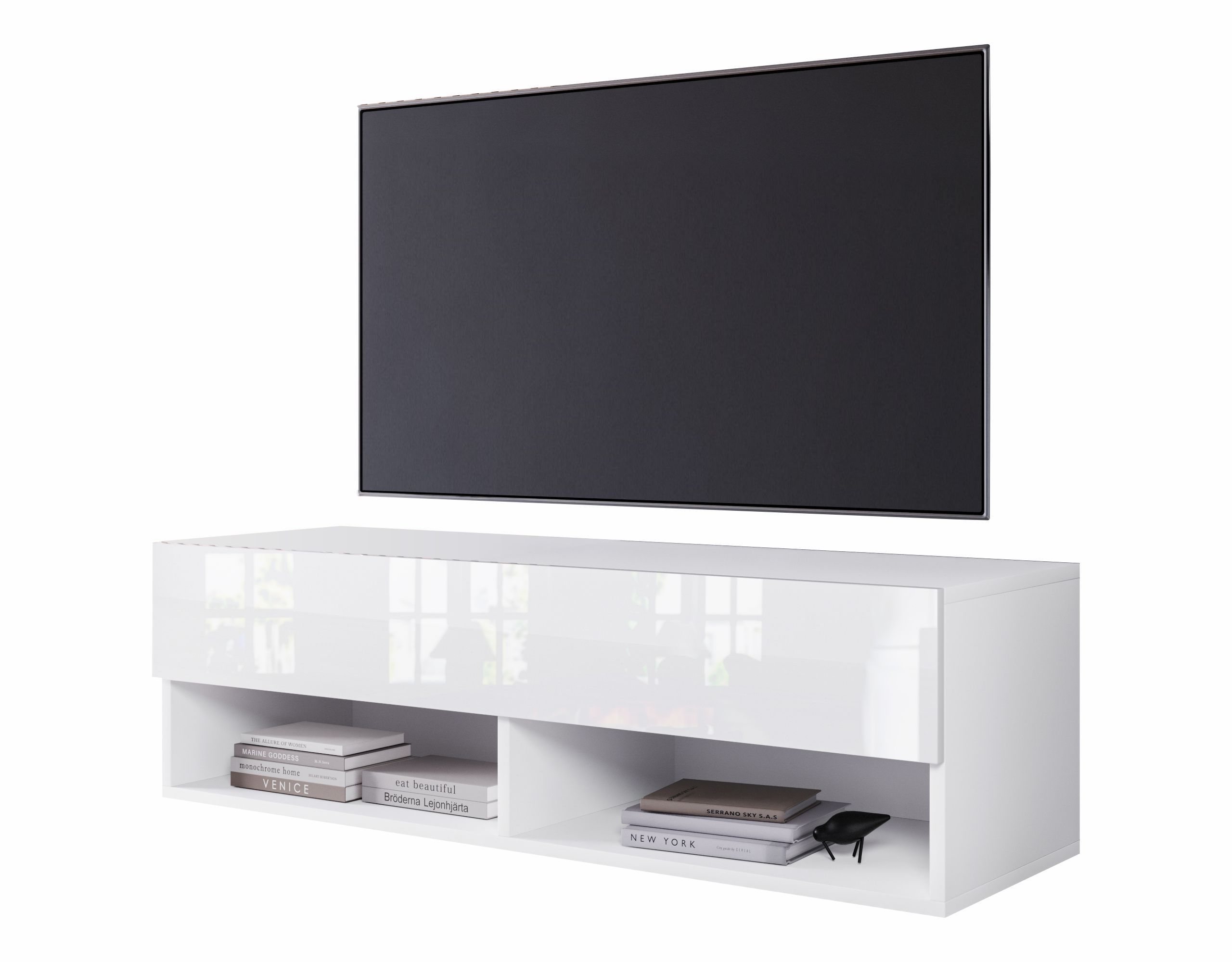 Szafka RTV Wander 100 cm biały mat / biały połysk