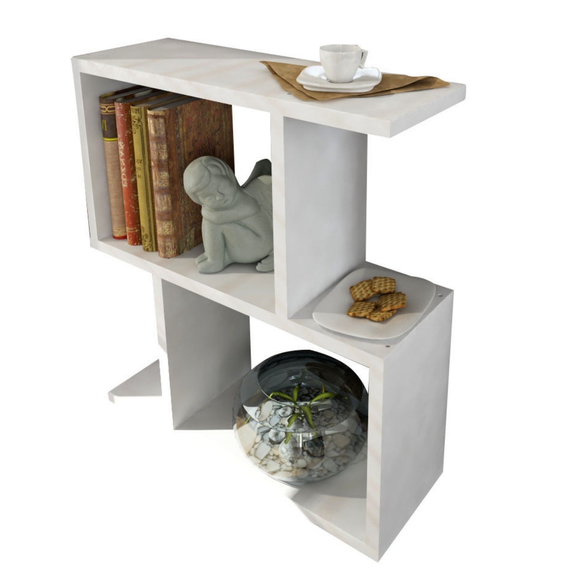 Regał mały Heelislar dwupoziomowy biały - zdjęcie 1