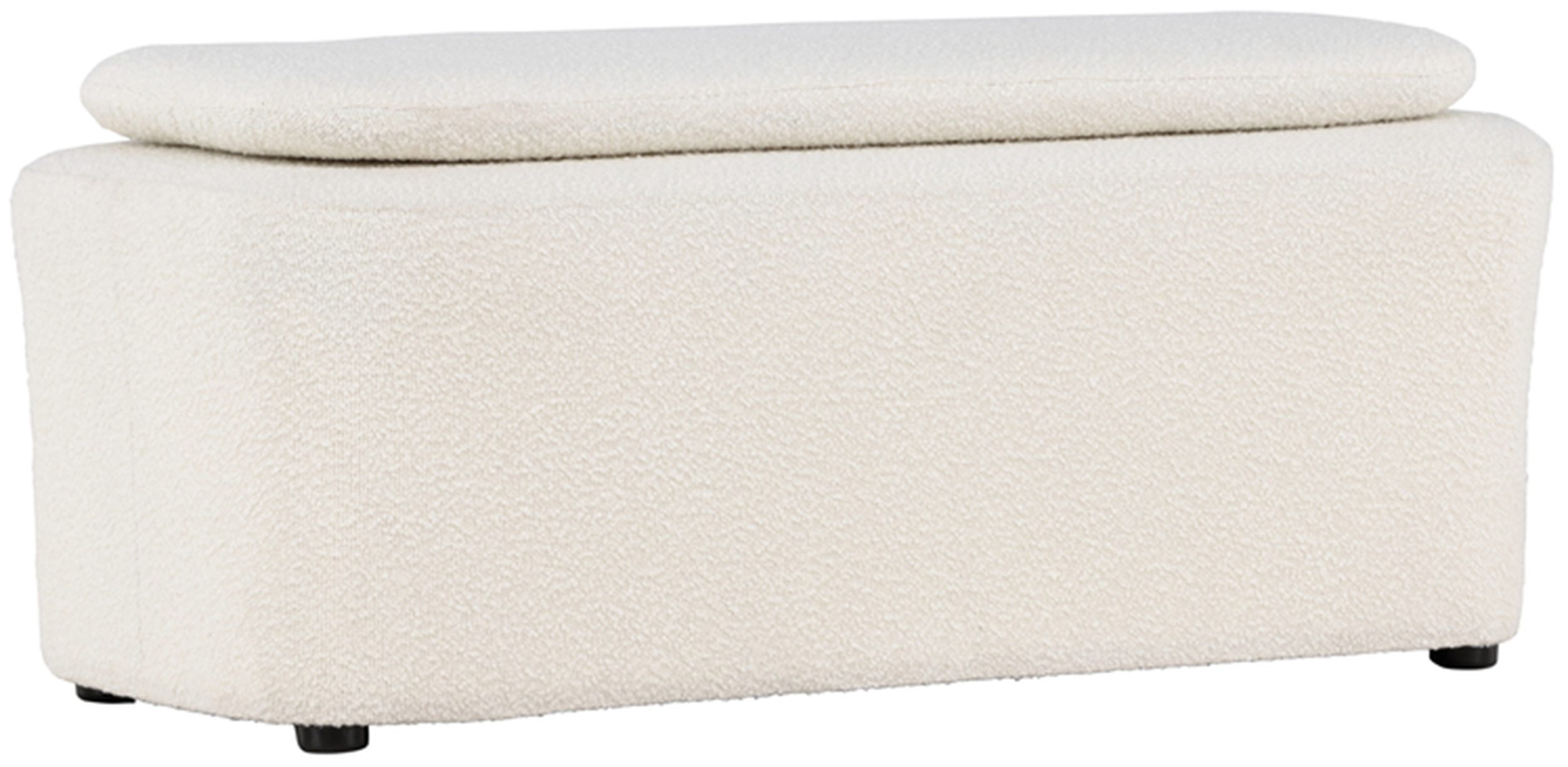 Pufa Rabbed w tkaninie typu boucle kremowa - zdjęcie 1