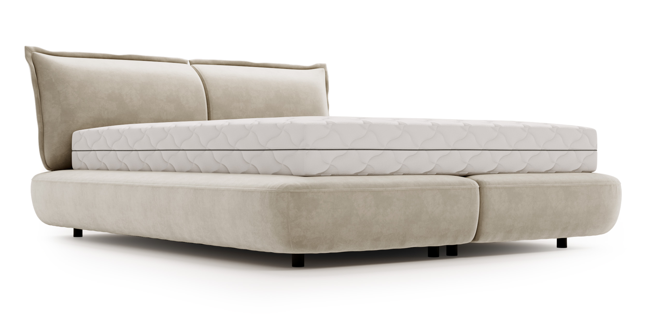 Łóżko tapicerowane 180x200 cm Borbela jasnobeżowe łatwoczyszczące - zdjęcie 1