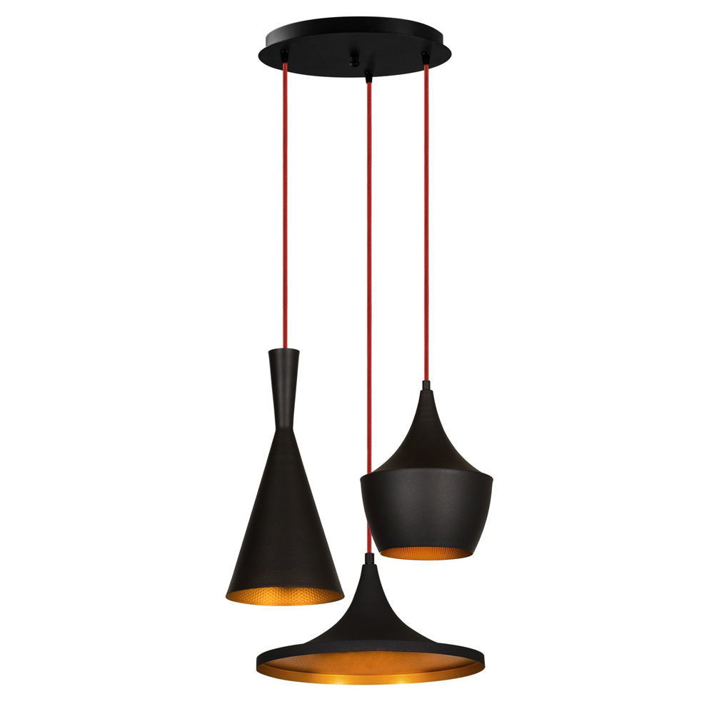 Żyrandol Palmares x3 czarny asymetryczny - zdjęcie 1