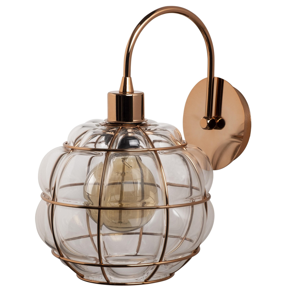 Kinkiet ścienny Coradime szklany średnica 20 cm miedziany - zdjęcie 1