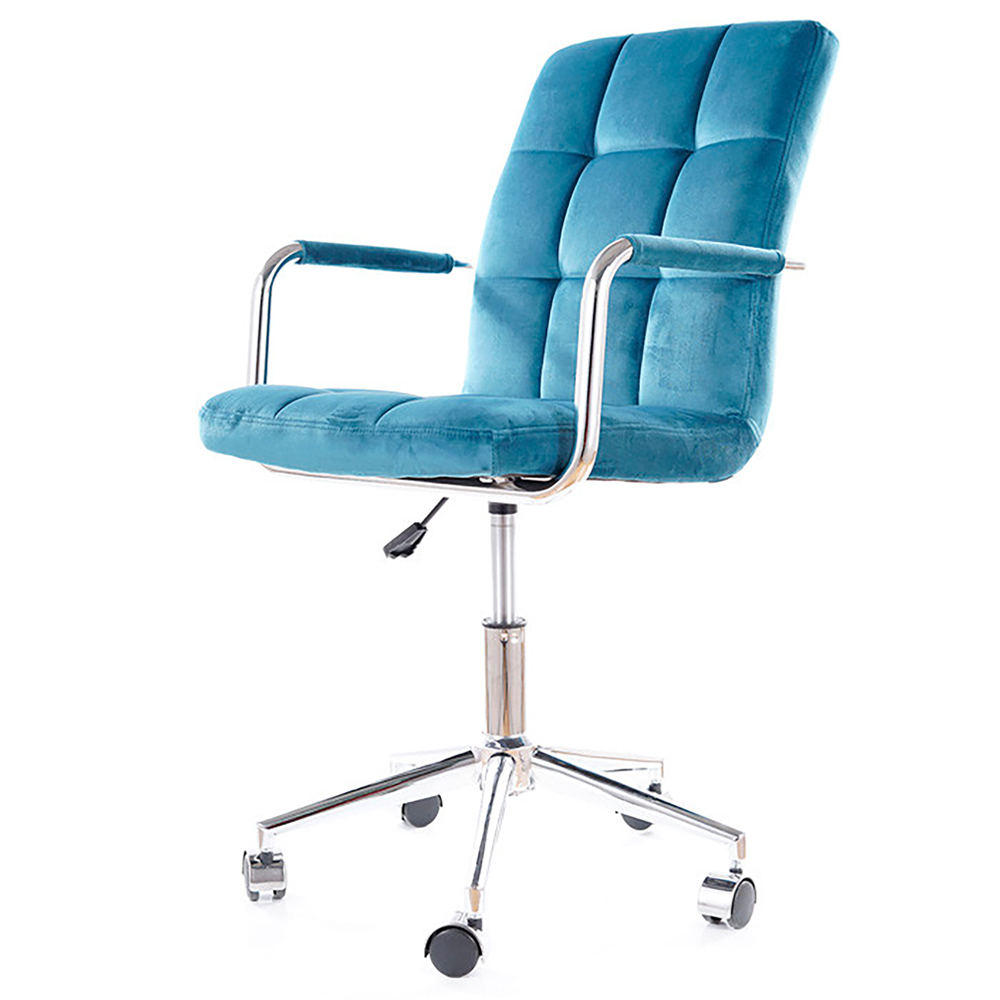 Fotel biurowy Salmerin obrotowy turkusowy velvet - zdjęcie 1