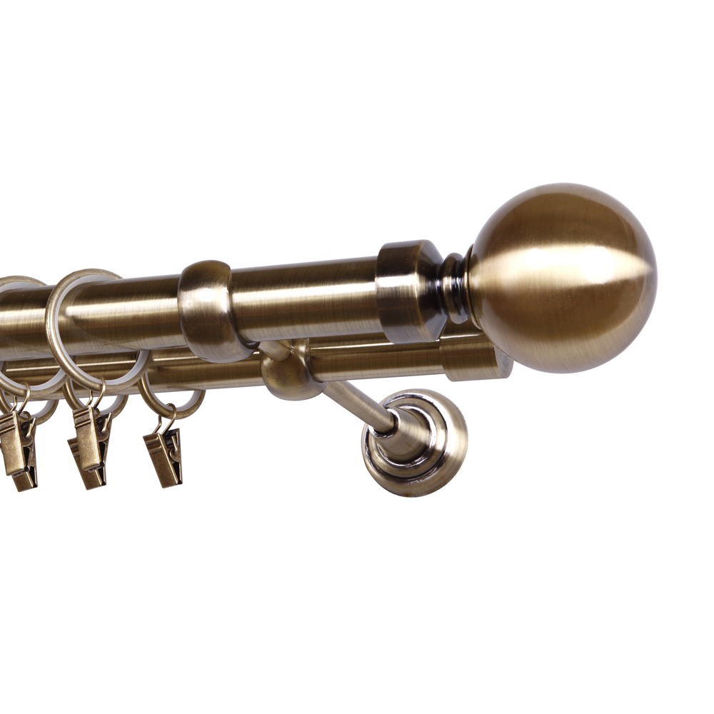 Karnisz podwójny Justaled kula mosiądz - zdjęcie 1