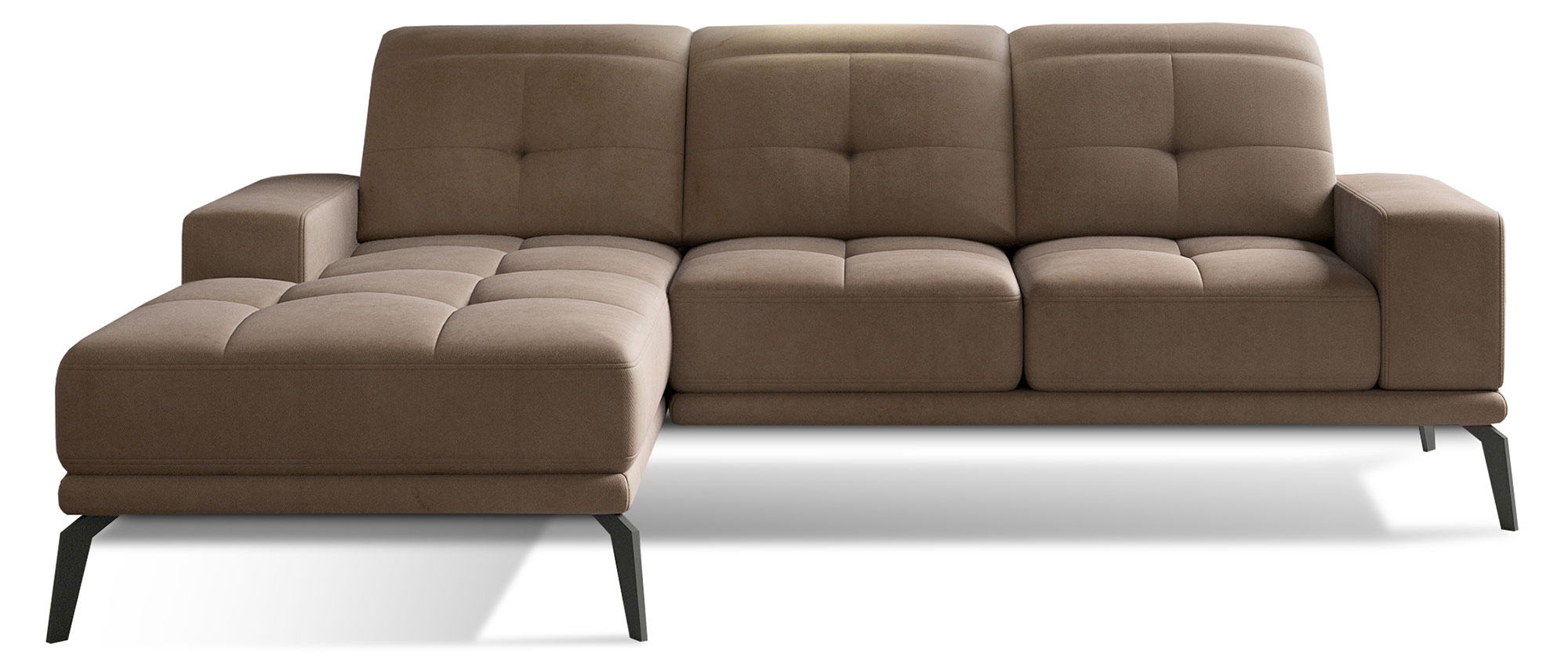 Narożnik Alisario L-kształtny brązowy welwet hydrofobowy lewostronny - zdjęcie 1