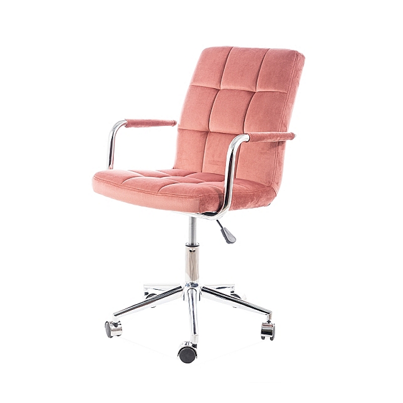 Fotel biurowy Salmerin różowy welur - zdjęcie 1