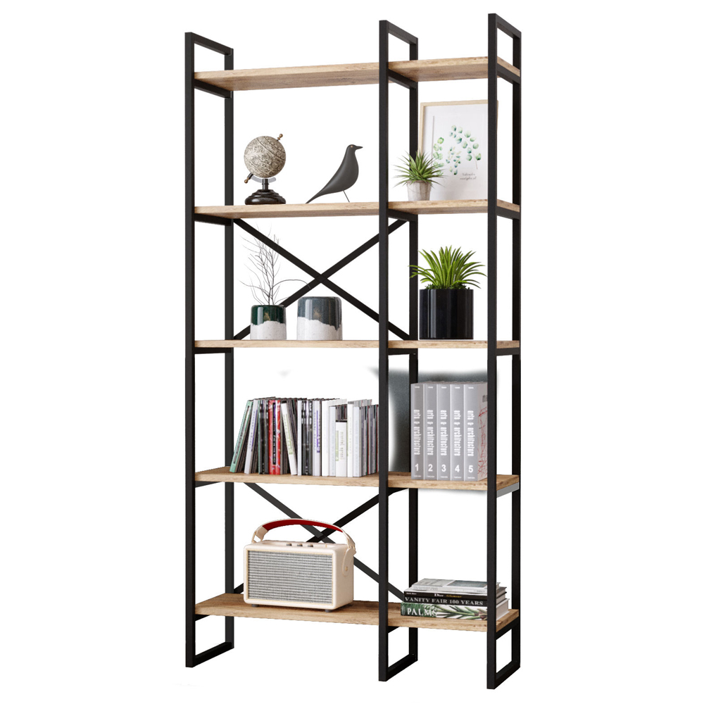 Regał na książki Vigge podwójny pięciopoziomowy sosna atlantycka - zdjęcie 1