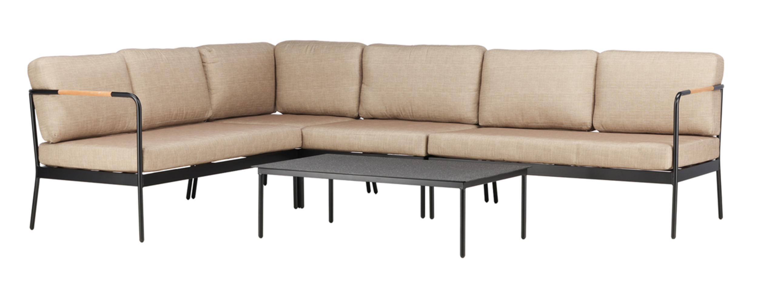 Zestaw mebli ogrodowych Affally z narożnikiem i stolikiem kawowym beżowy - zdjęcie 1