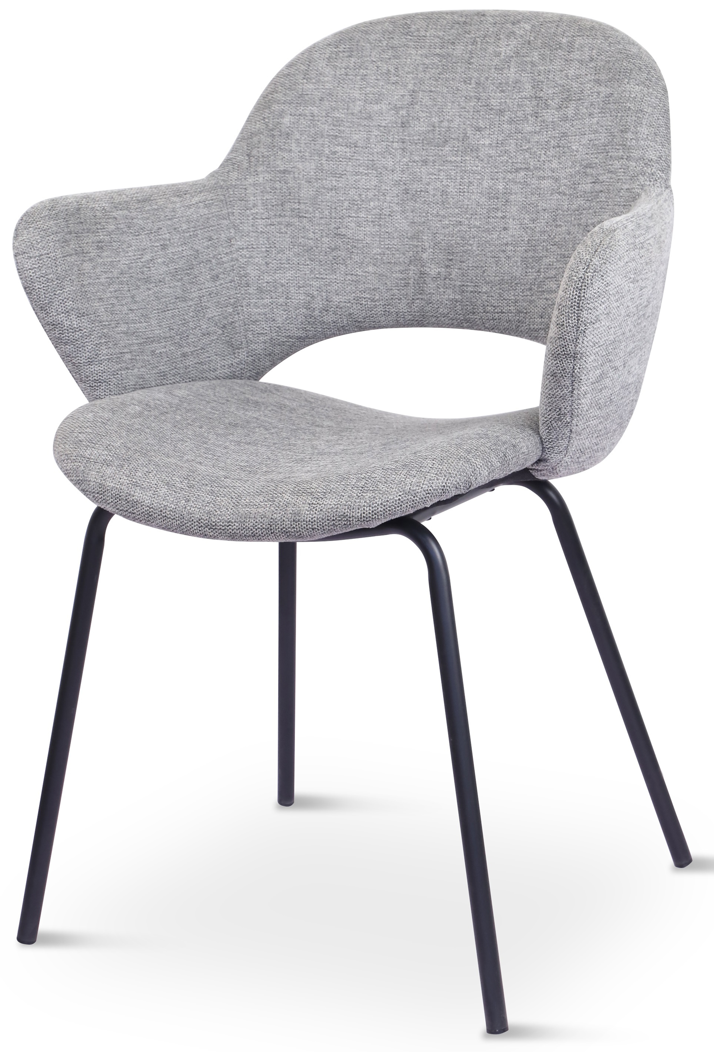 Krzesło tapicerowane z podłokietnikami Lettle czarne nogi melanż szary - zdjęcie 1