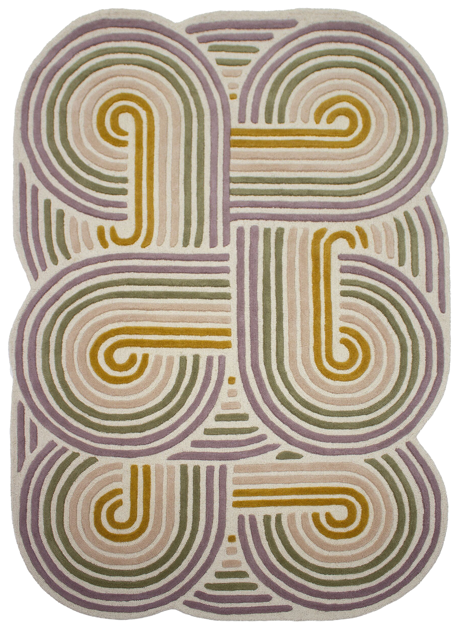 Dywan wełniany ręcznie wykonany Spiral 160x230 cm zielony - zdjęcie 1