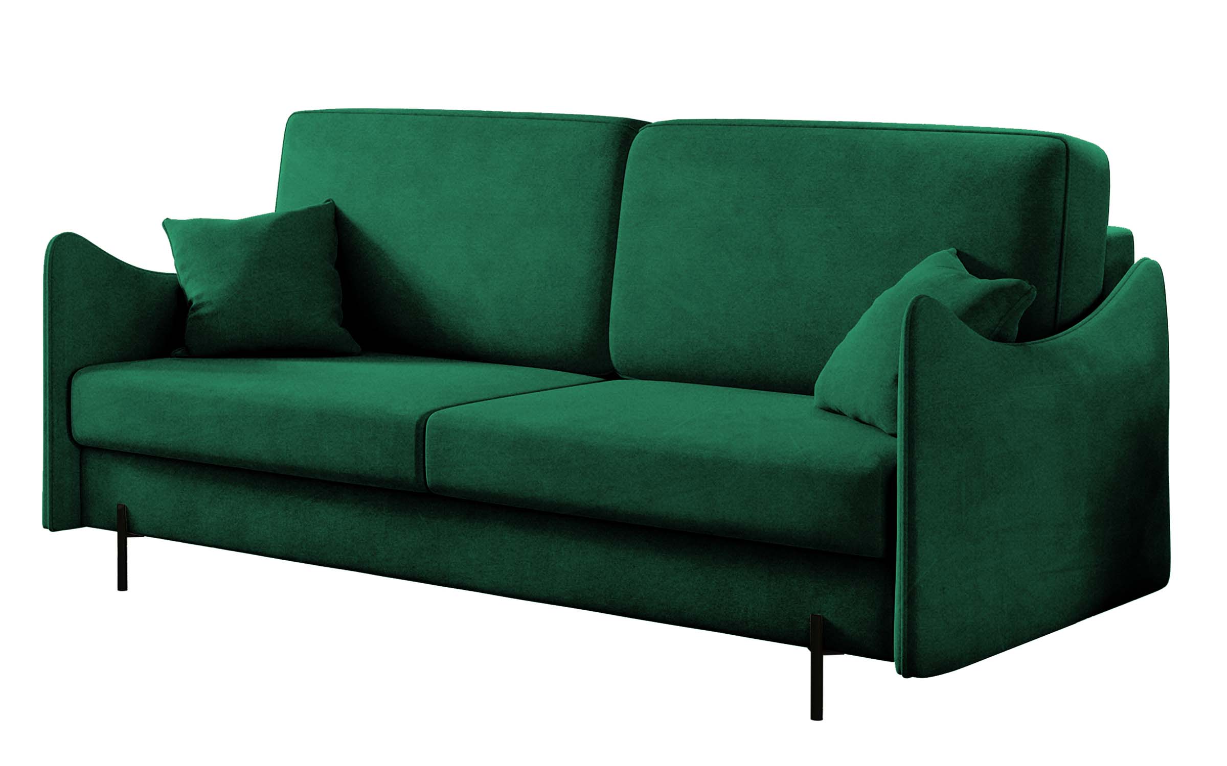 Kanapa rozkładana trzyosobowa Wavia z pojemnikiem zielona velvet hydrofobowy - zdjęcie 1