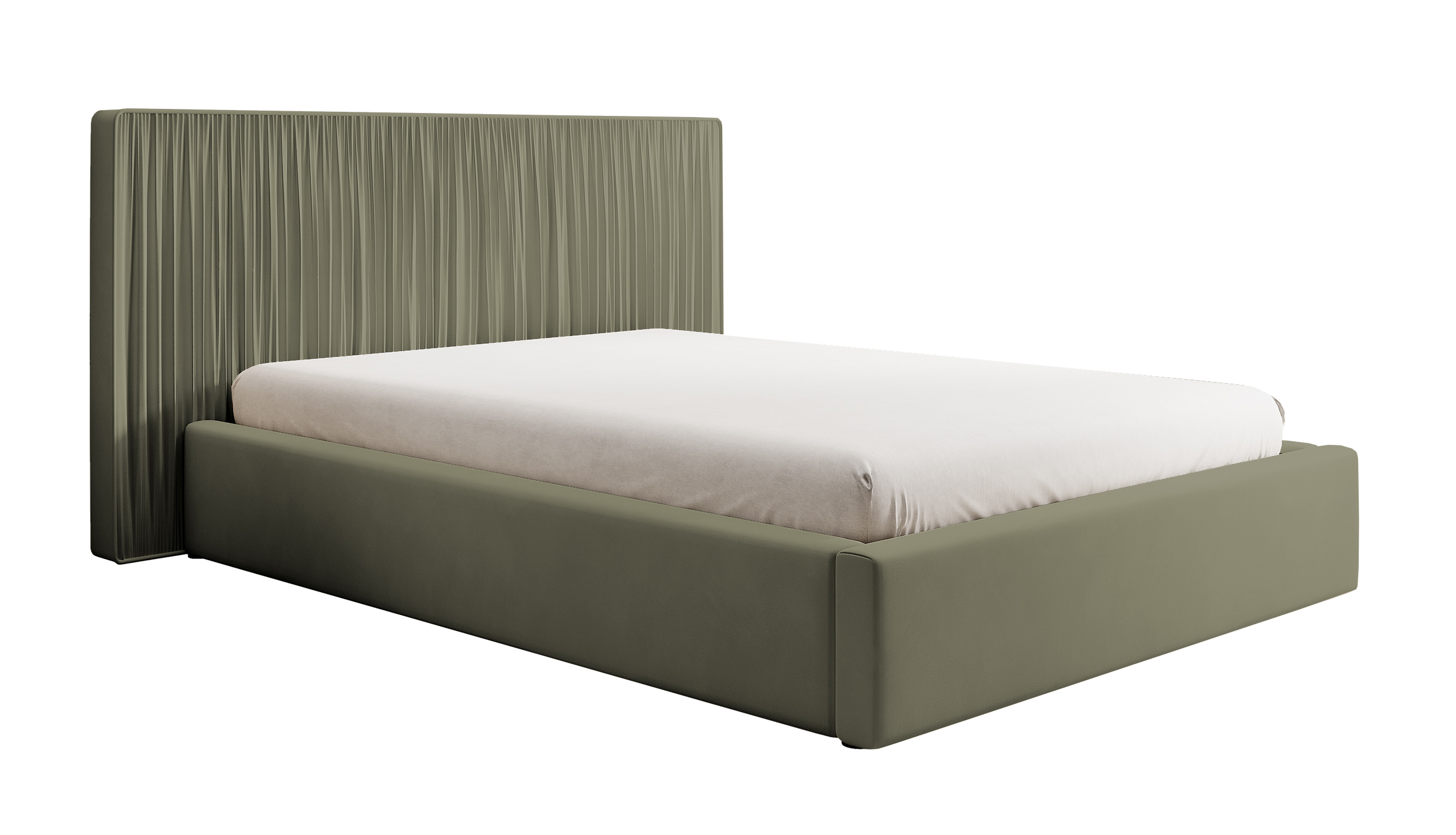 Łóżko tapicerowane 140x200 cm Toile z pojemnikiem z metalowym stelażem oliwkowe welur - zdjęcie 1