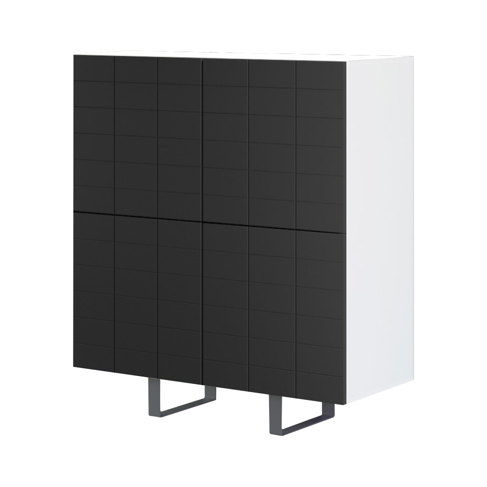 Włoska komoda czterodrzwiowa Gondil 110 cm z przetworzonych butelek PET Biały/Czarny