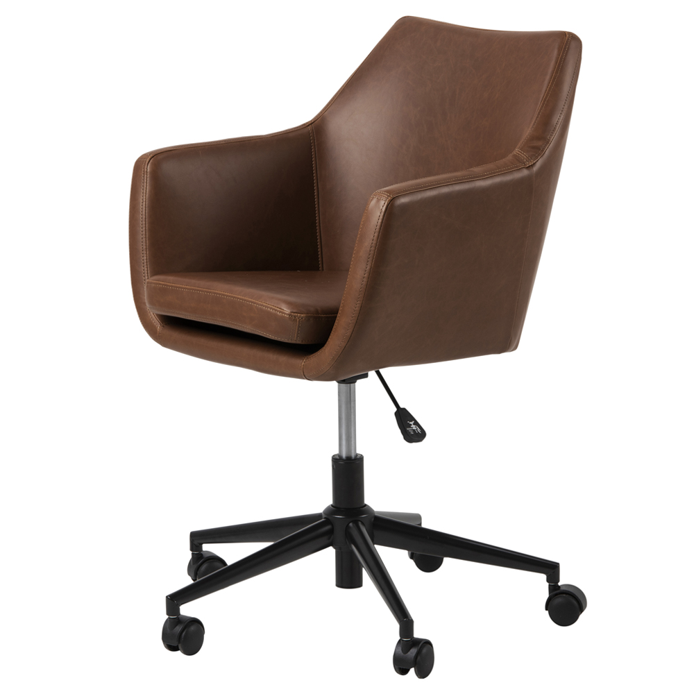 Fotel biurowy z regulacją wysokości Marcelio brązowa ekoskóra - zdjęcie 1