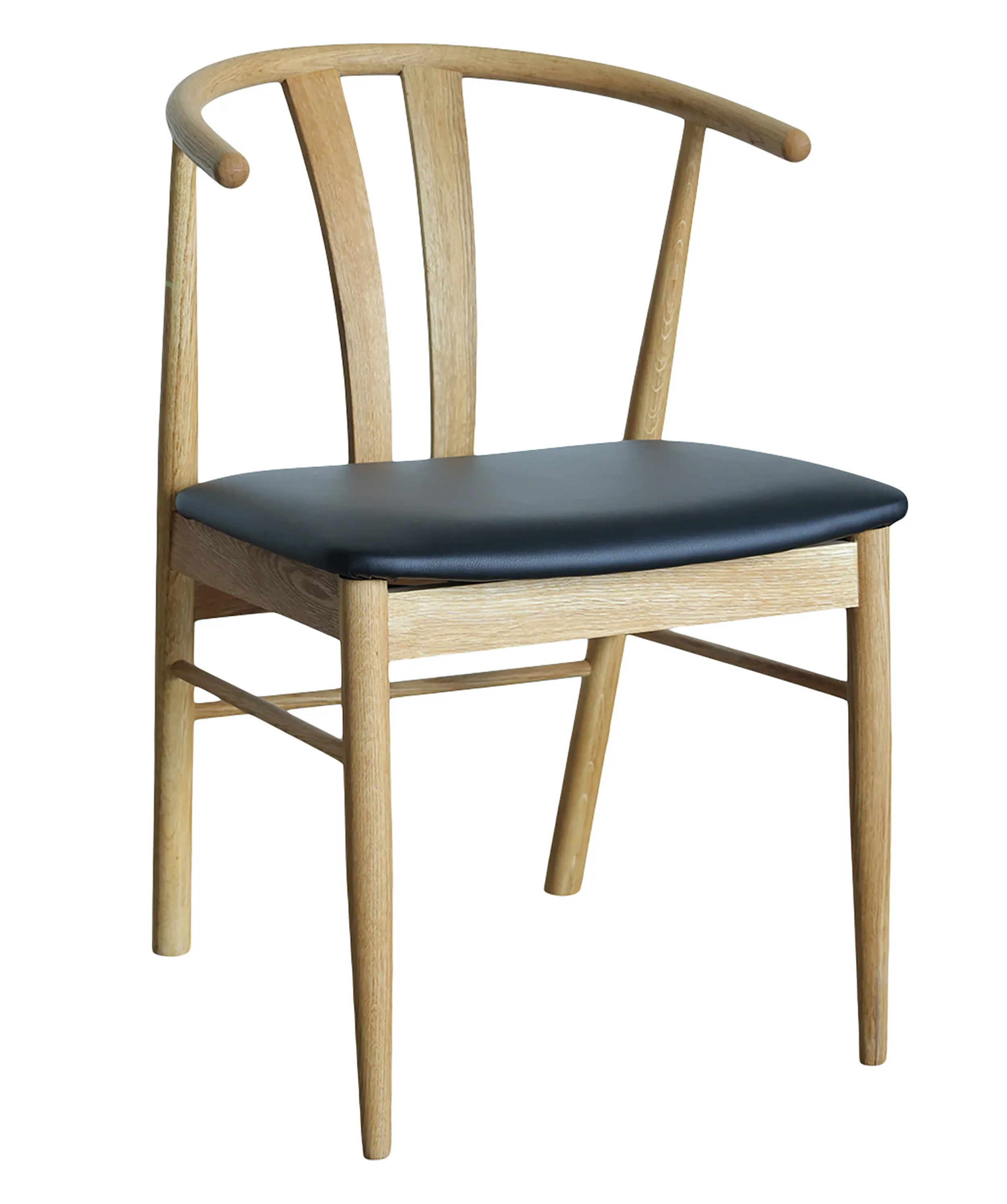 Krzesło drewniane Postores czarna ekoskóra dąb naturalny - zdjęcie 1
