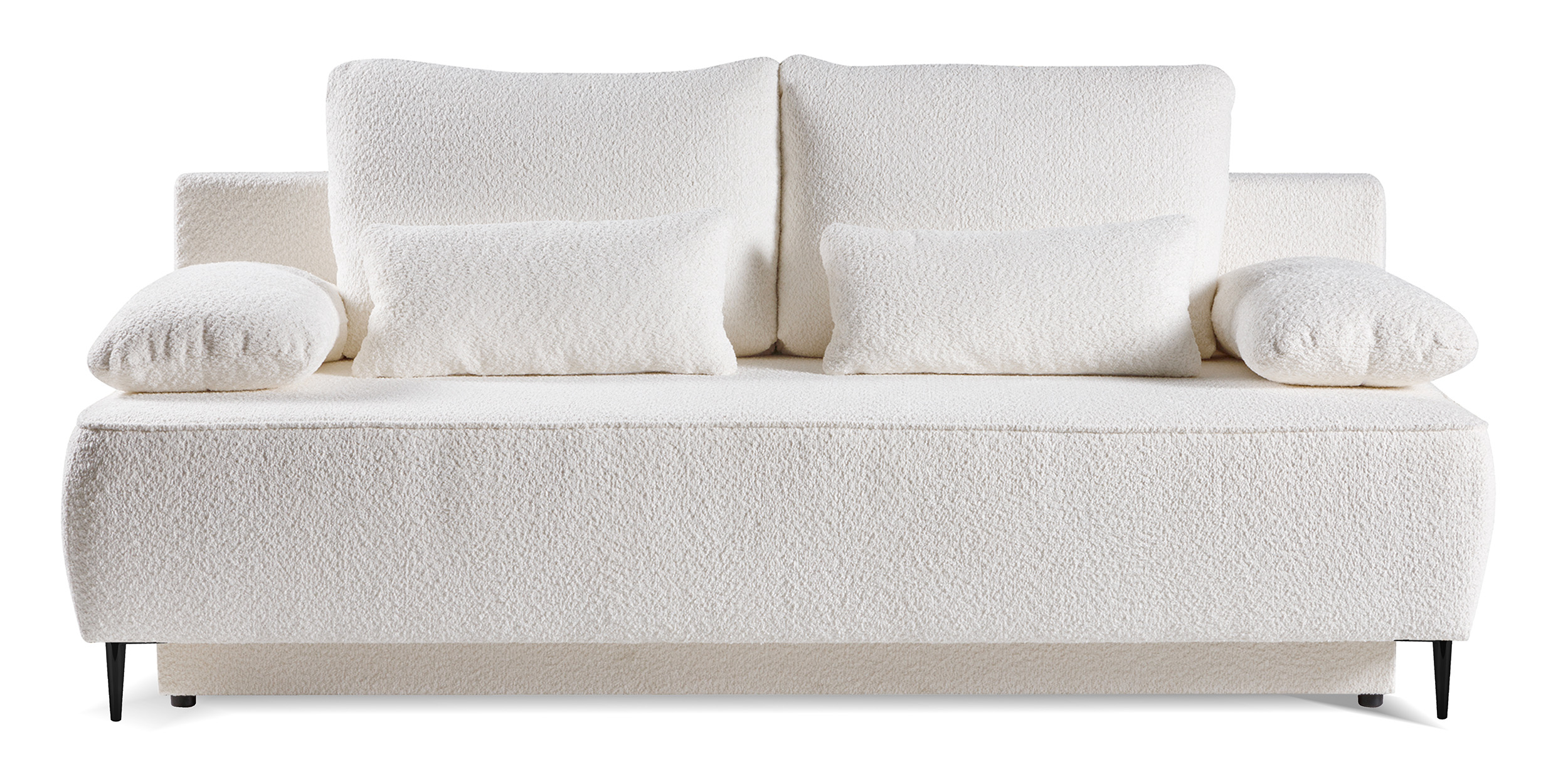 Kanapa rozkładana trzyosobowa Firuze z pojemnikiem kremowa boucle czarne nóżki - zdjęcie 1