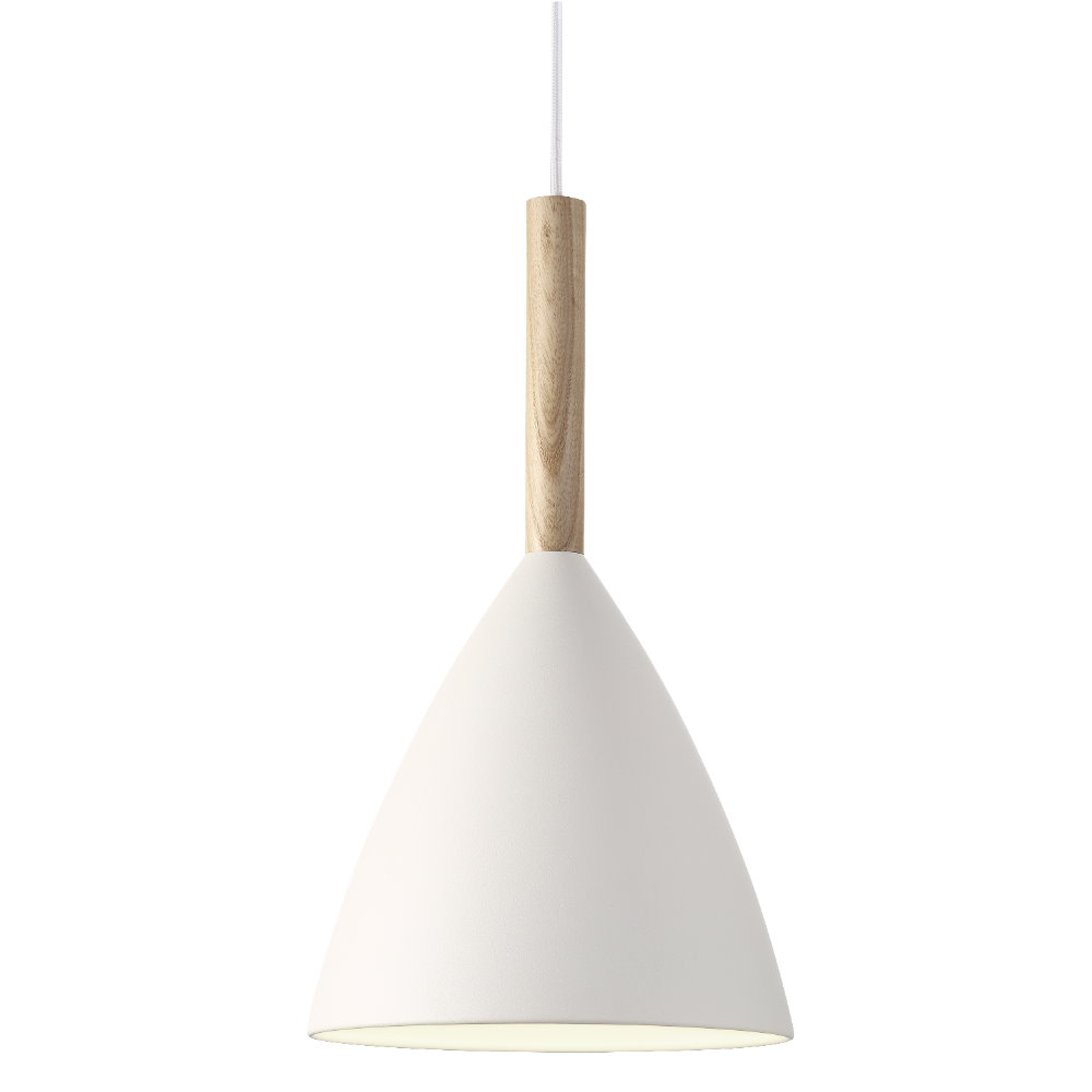 Lampa wisząca Pure średnica 20 cm biała - ciemne drewno - zdjęcie 1