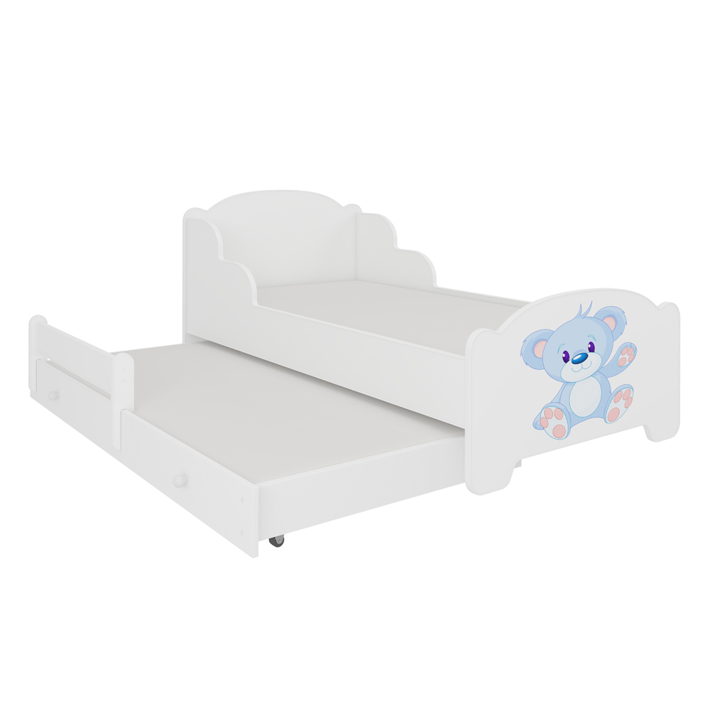 Łóżko dzieciece podwójne Mehir 160x80 cm Niebieski Miś - zdjęcie 1