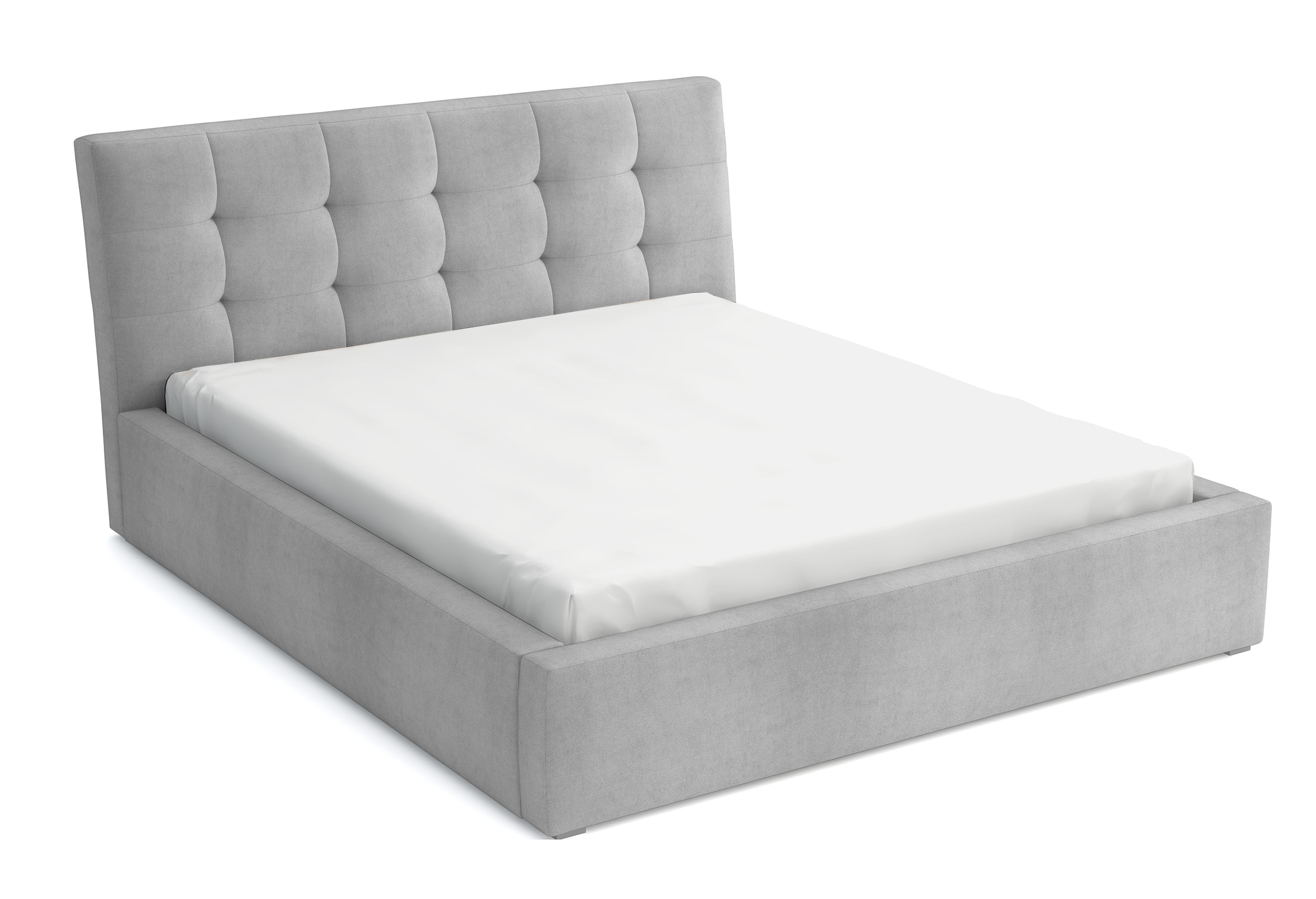 Łóżko tapicerowane 140x200 cm Nabbe jasnoszare velvet hydrofobowe - zdjęcie 1