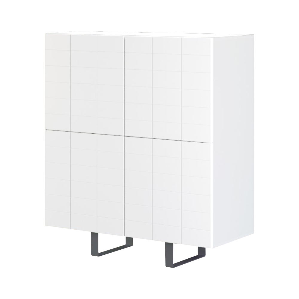 Włoska komoda czterodrzwiowa Gondil 110 cm z przetworzonych butelek PET Biały - zdjęcie 1