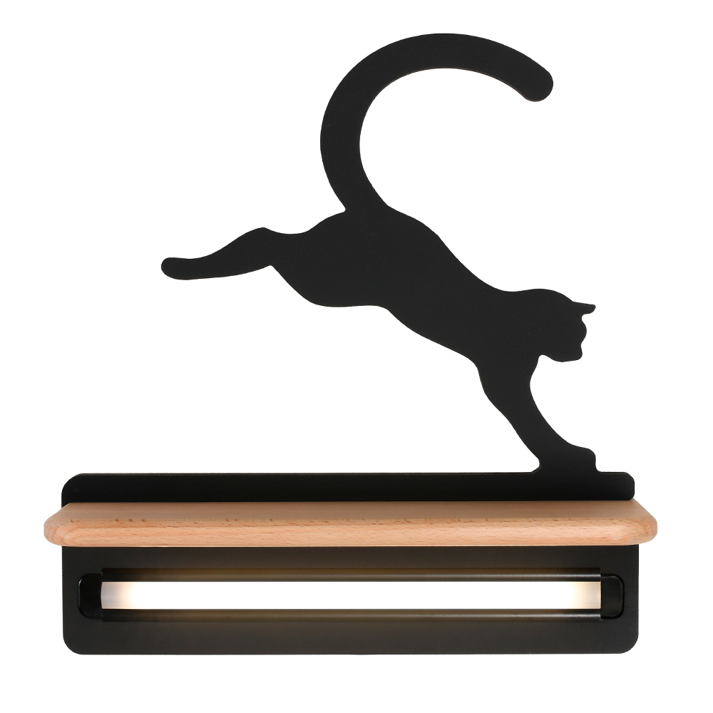 Kinkiet ścienny do pokoju dziecięcego Dreamie skaczący kot czarny - zdjęcie 1