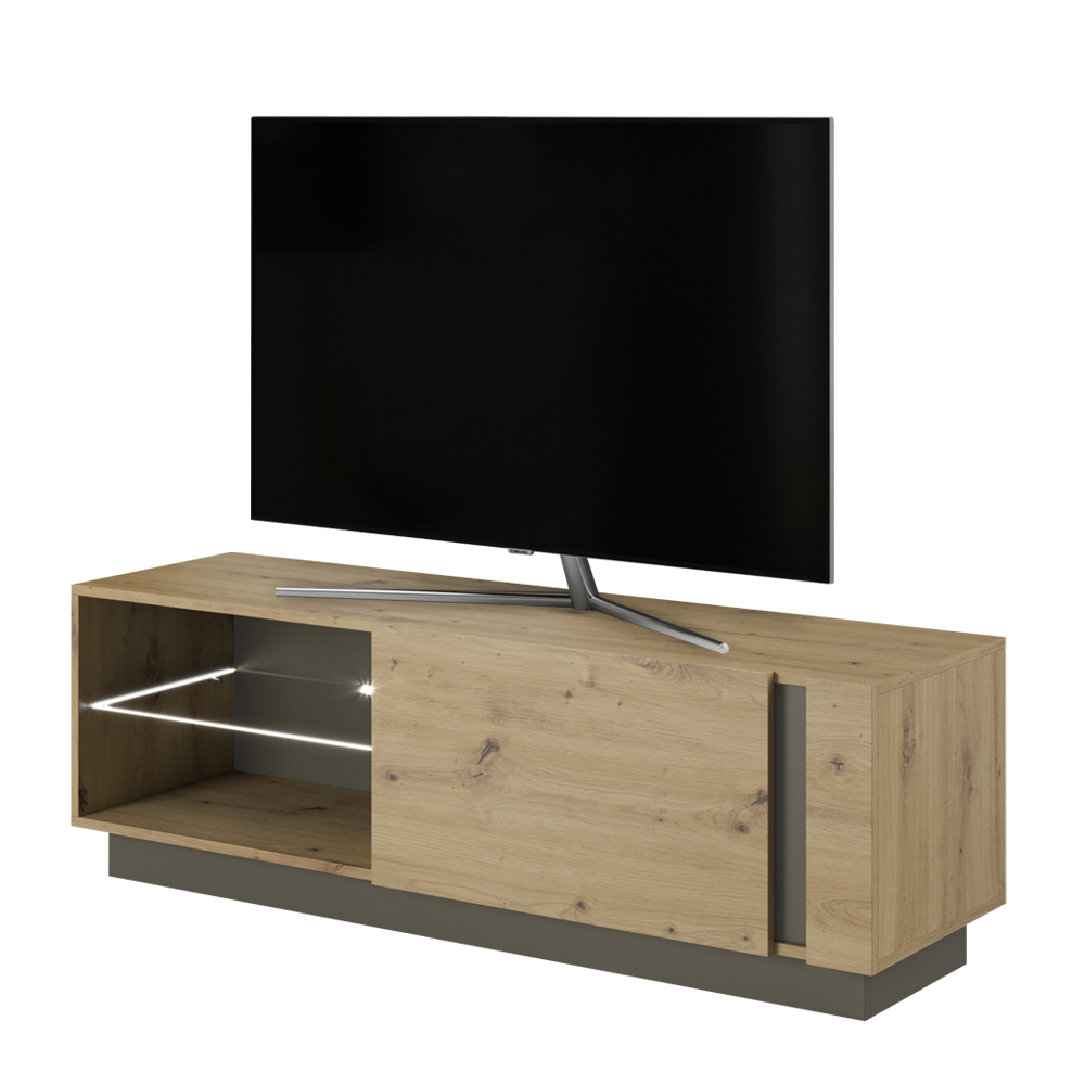 Szafka RTV Skoky 138 cm dąb z grafitem - zdjęcie 1