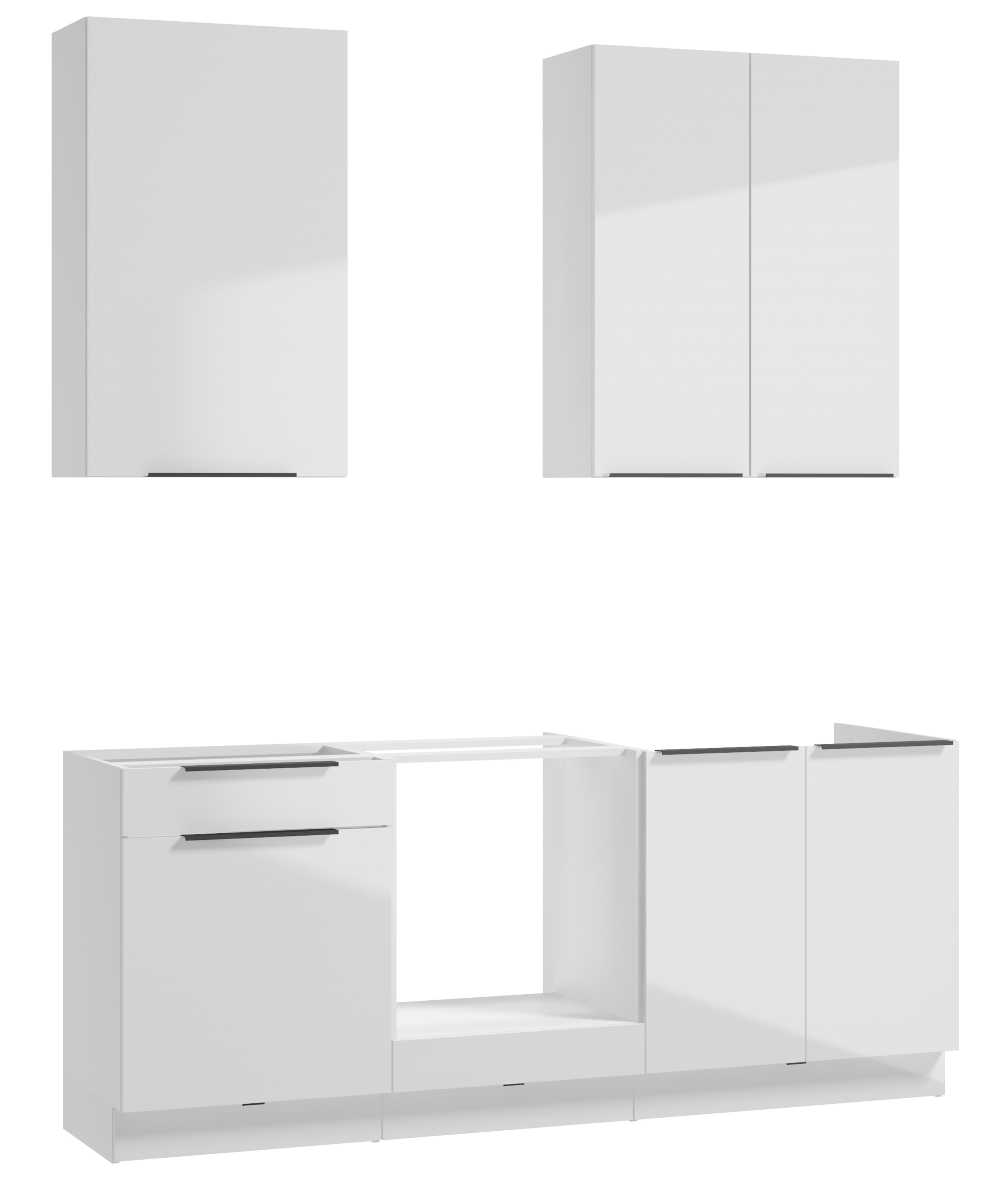 Zestaw mebli kuchennych Belmisma 200 cm biały/biały połysk - zdjęcie 1