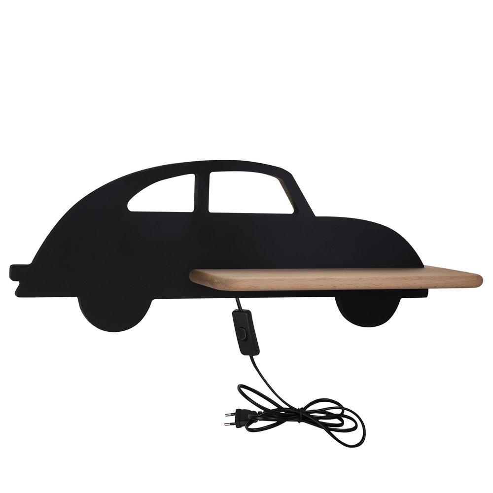 Kinkiet ścienny do pokoju dziecięcego Dreamie auto z przewodem czarny - zdjęcie 1