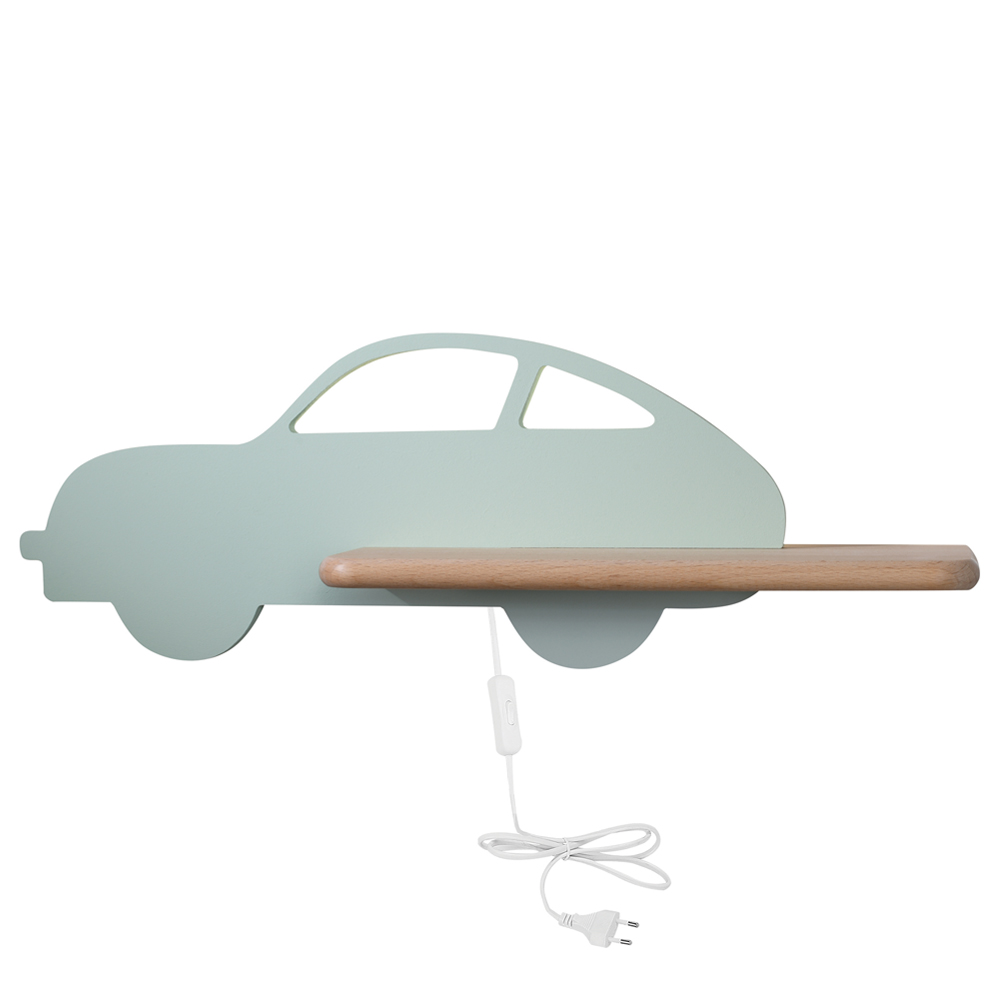 Kinkiet ścienny do pokoju dziecięcego Dreamie auto z przewodem miętowy - zdjęcie 1