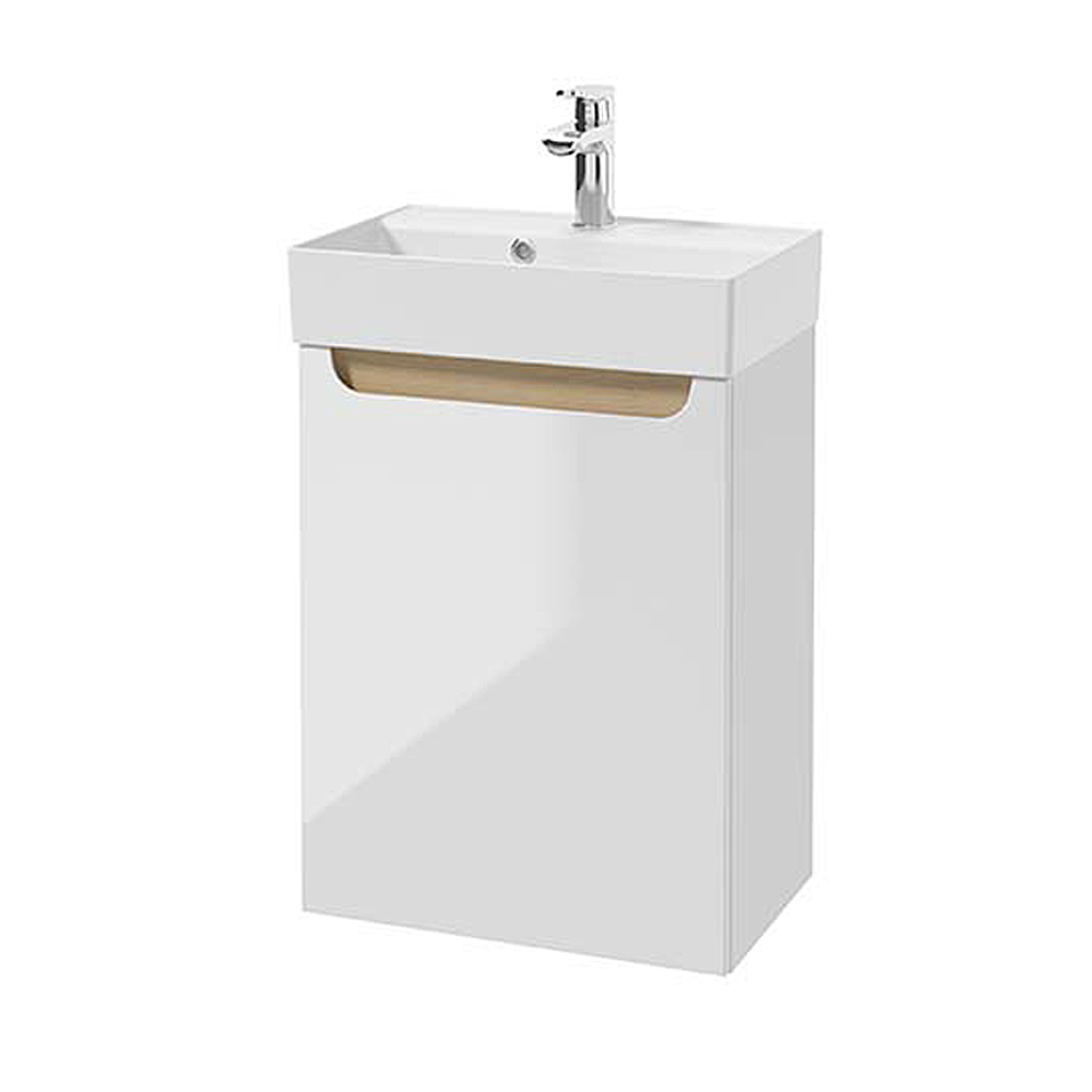 Szafka pod umywalkę Saeli wisząca biały połysk 47x30 cm - zdjęcie 1