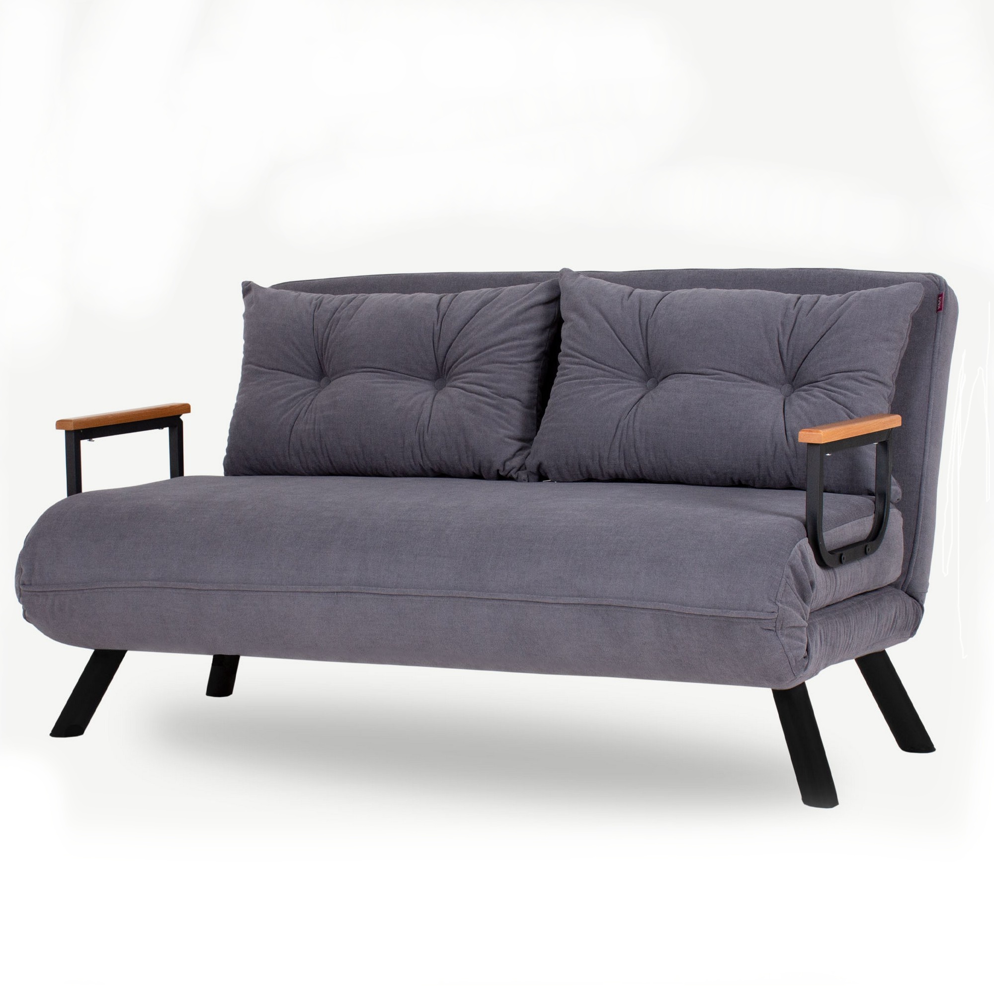 Kanapa rozkładana dwuosobowa Aligmart szara - zdjęcie 1