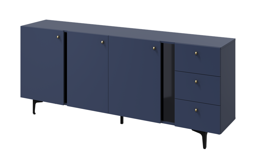 Komoda trzydrzwiowa Colours z szufladami 200 cm granatowa - zdjęcie 1