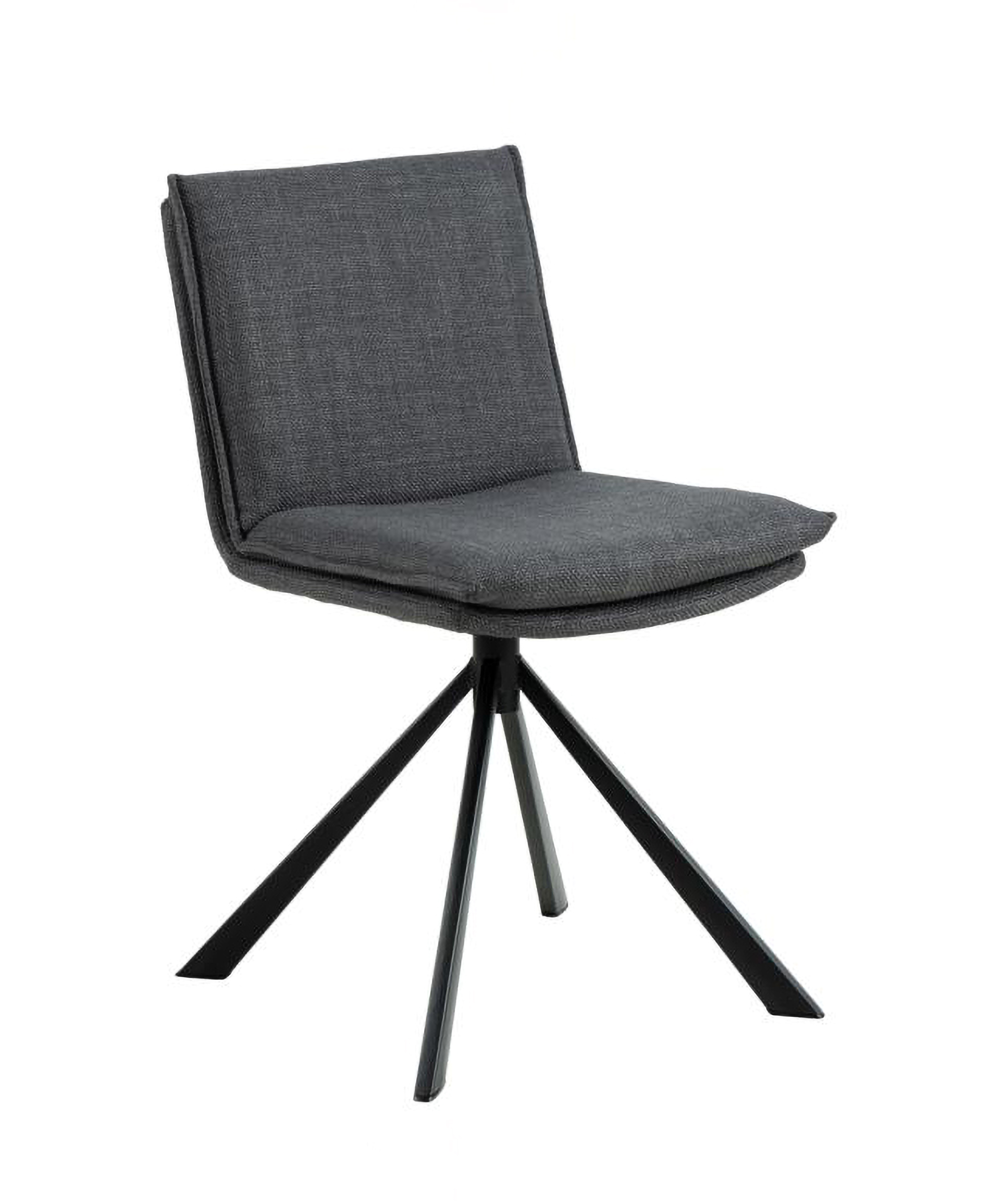 Krzesło do jadalni Pervel tapicerowane ciemnoszare obrotowe - zdjęcie 1