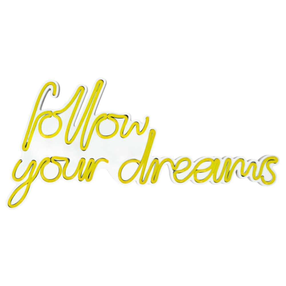 Neon na ścianę Letely z napisem Follow Your Dreams żółty - zdjęcie 1
