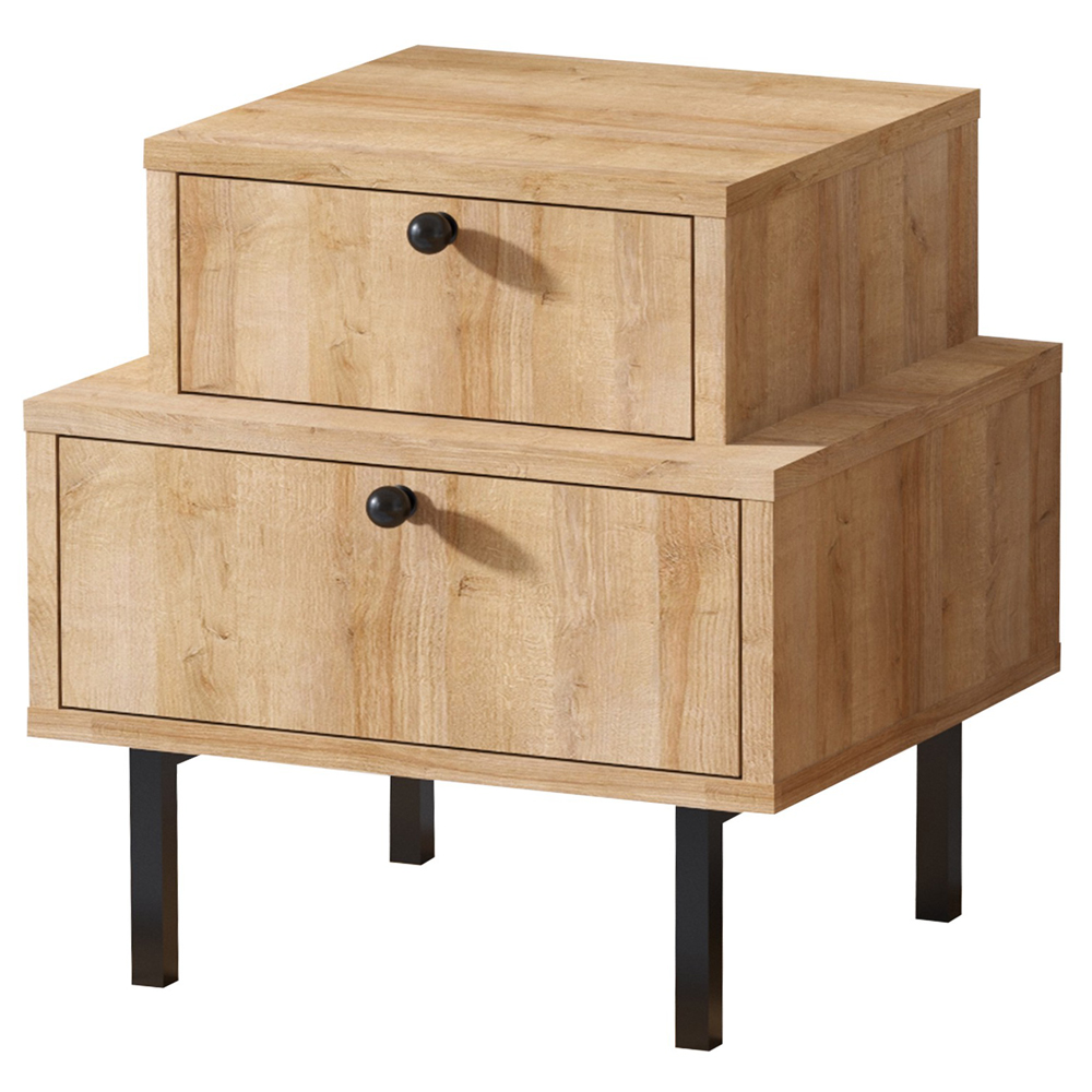 Szafka nocna Narlie z dwoma szufladami dąb - zdjęcie 1