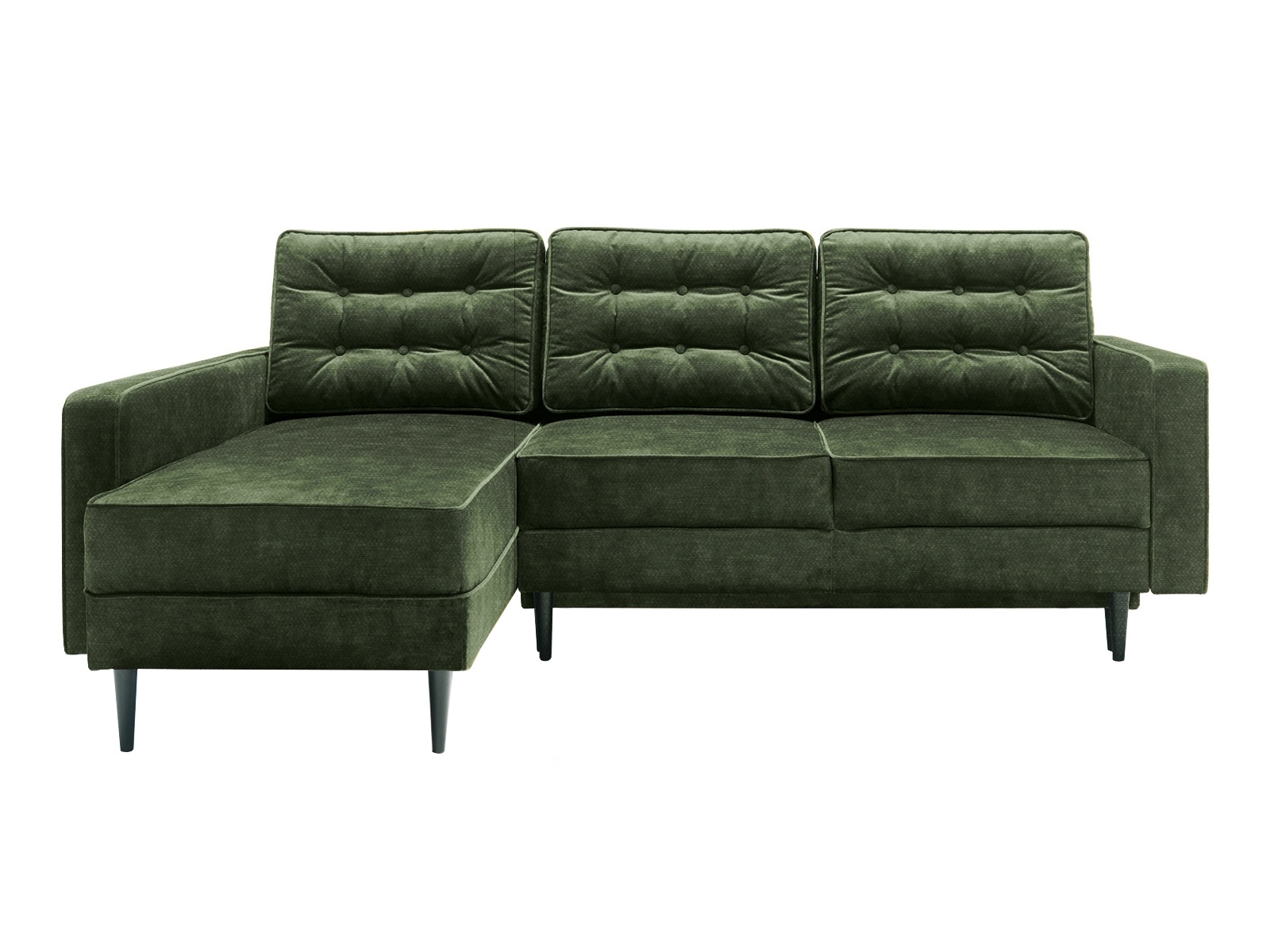 Narożnik z funkcją spania Juttic 227 cm L-kształtny z pojemnikiem oliwkowy plecionka hydrofobowa lewostronny - zdjęcie 1