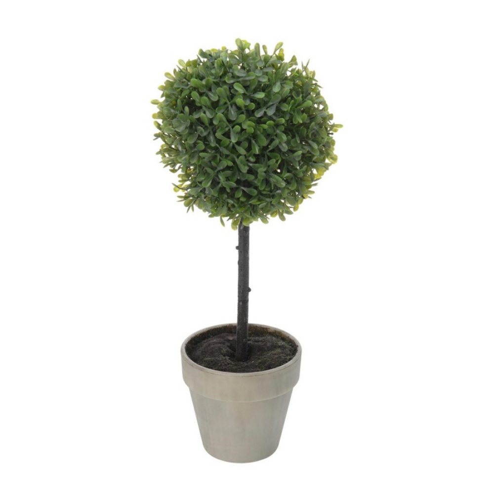 Sztuczny bukszpan 38 cm w szarej doniczce - zdjęcie 1