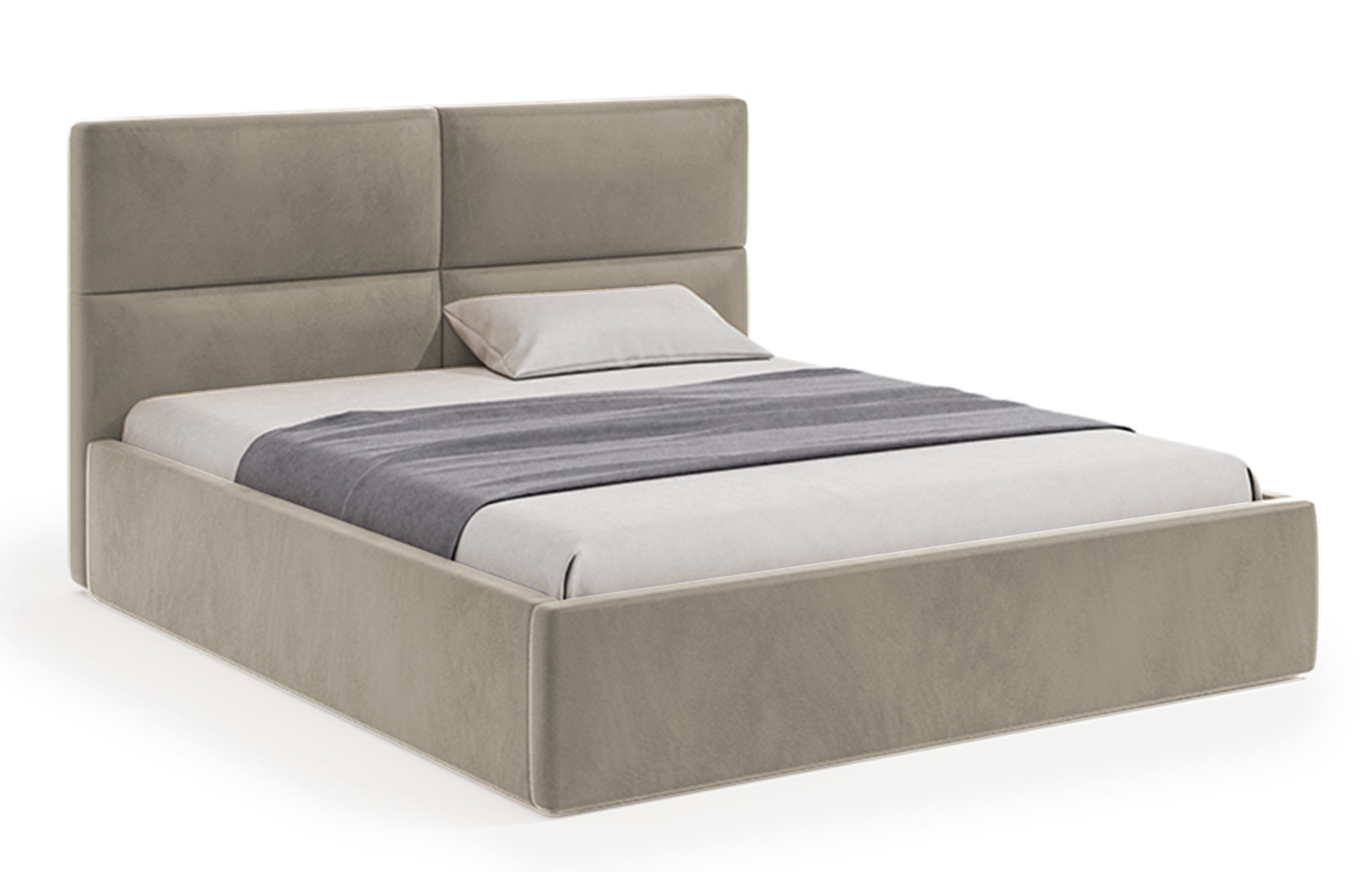 Łóżko tapicerowane Helma 140x200 cm z pojemnikiem jasnobrązowe welur - zdjęcie 1