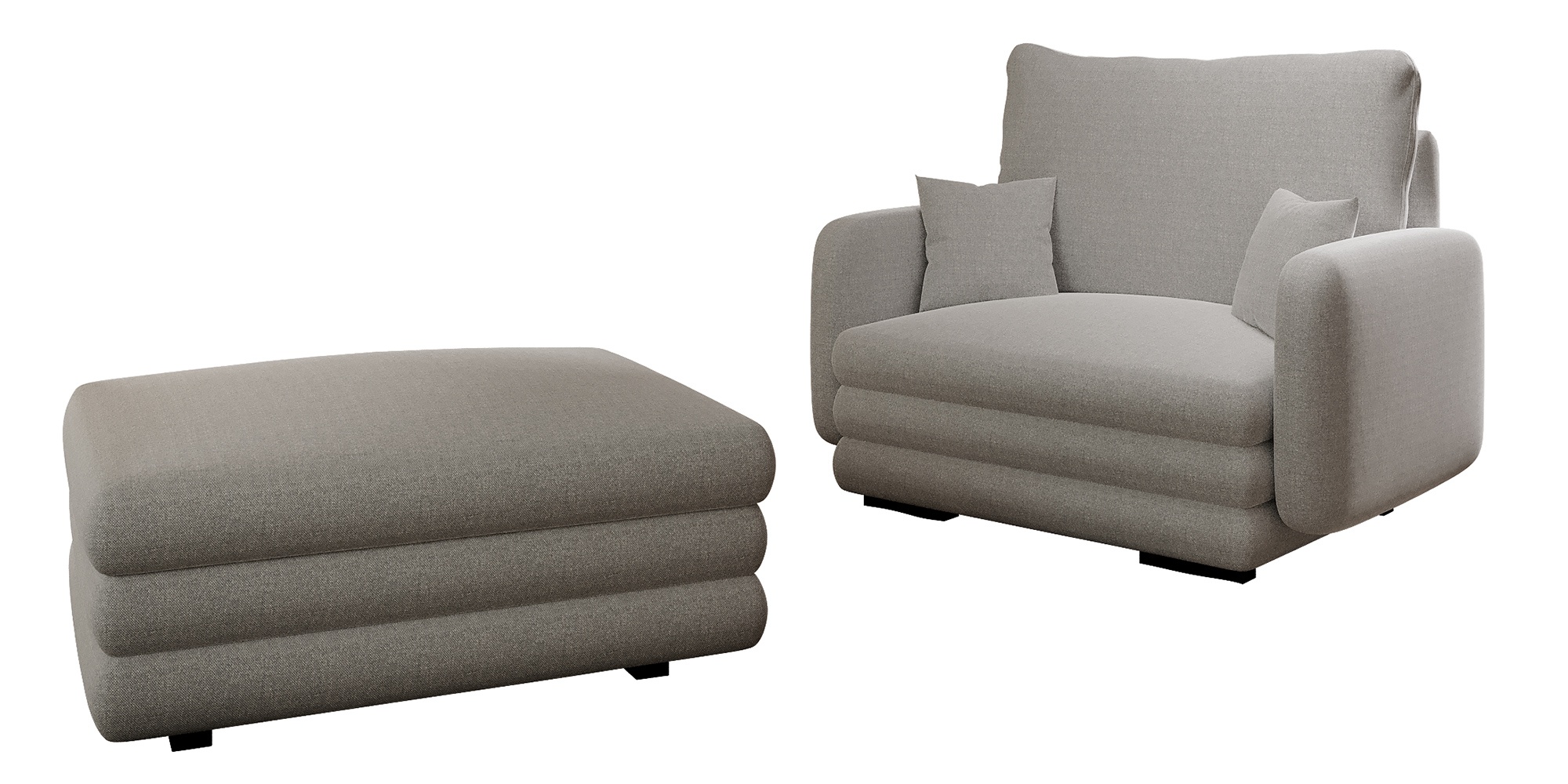 Fotel kubełkowy z podnóżkiem Lincino jasnoszary w tkaninie łatwoczyszczącej - zdjęcie 1