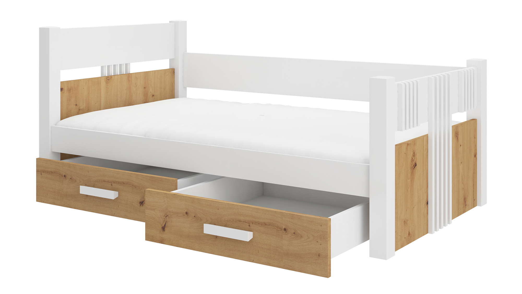 Łóżko dziecięce Toodie 200x90 białe / artisan z materacem - zdjęcie 1