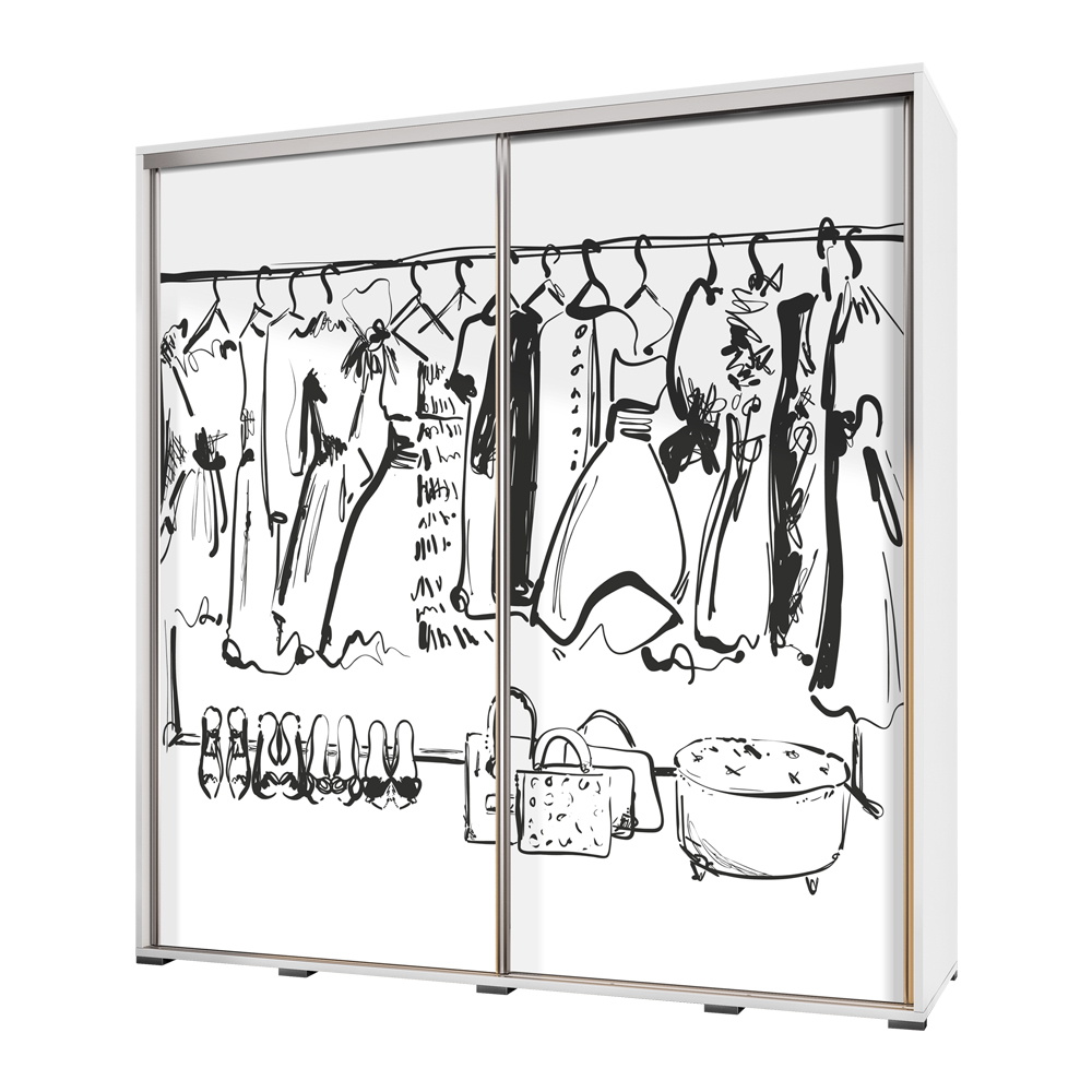 Szafa przesuwna Wenecja 205 cm Rysunkowa garderoba - zdjęcie 1