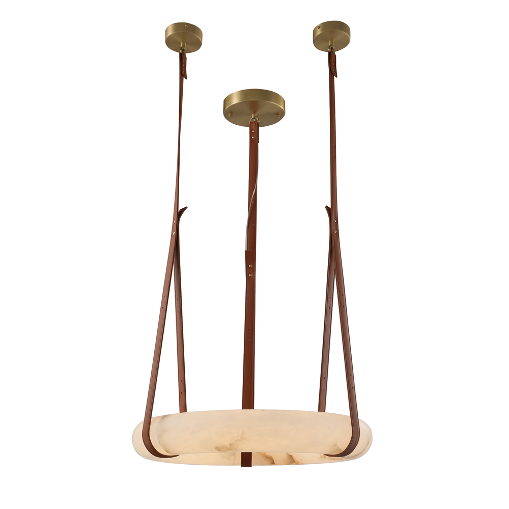 Lampa wisząca Benik z paskami ze skóry ekologicznej - zdjęcie 1