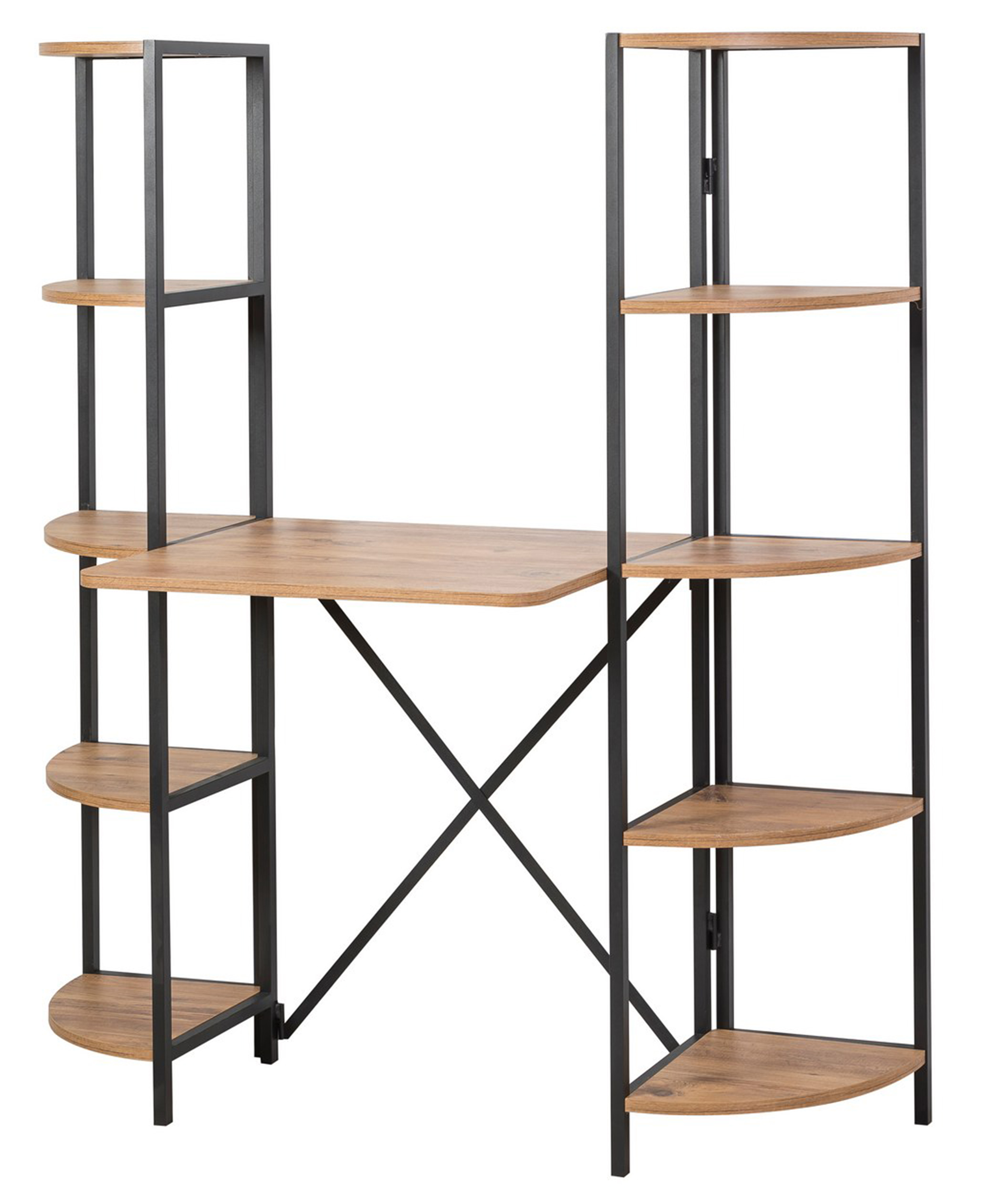 Biurko Viatters brązowe z półkami wysoka rama - zdjęcie 1