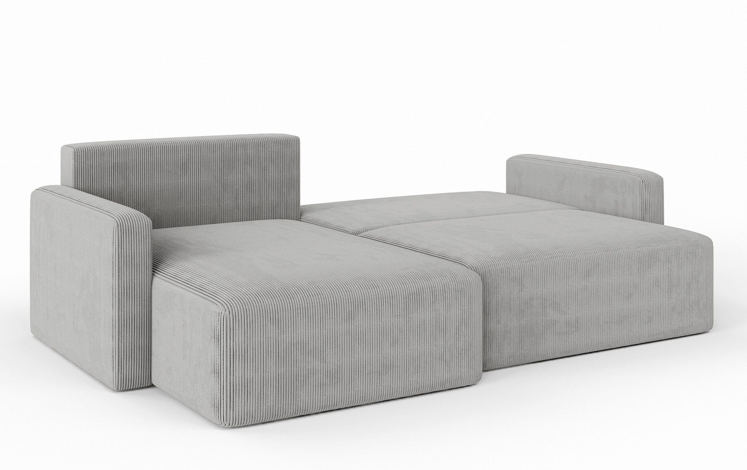 Narożnik z funkcją spania Haldi L-kształtny lewostronny z pojemnikiem jasnoszary sztruks