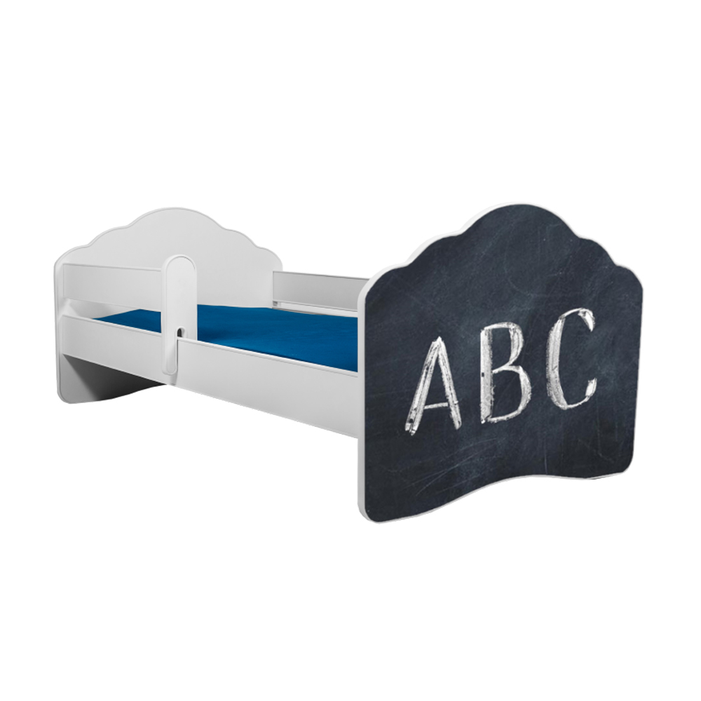 Łóżko dziecięce Sissa 160x80 cm z napisem ABC z barierką - zdjęcie 1