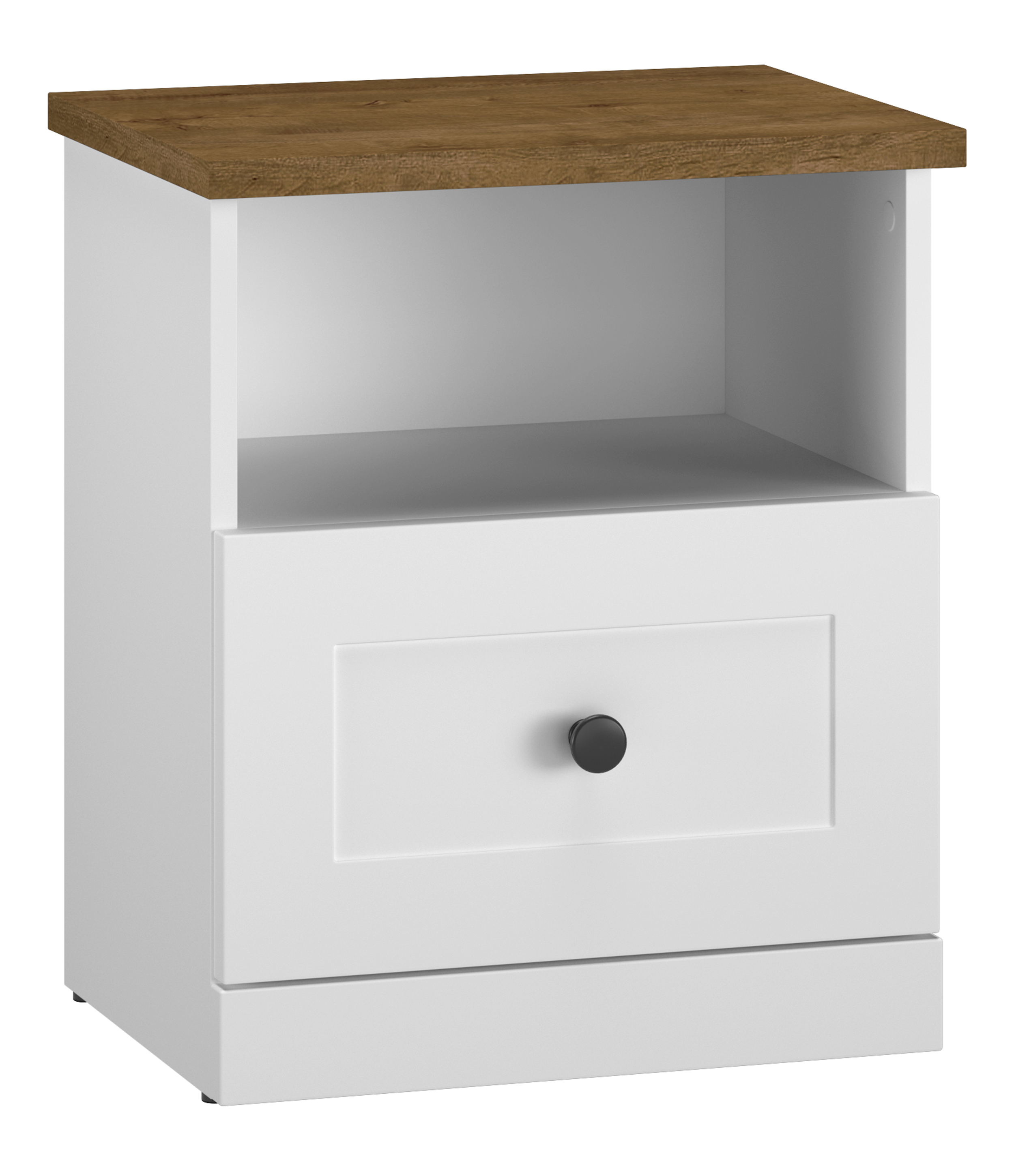 Szafka nocna Mugeto 46x34 cm biała/dąb Lefkas - zdjęcie 1