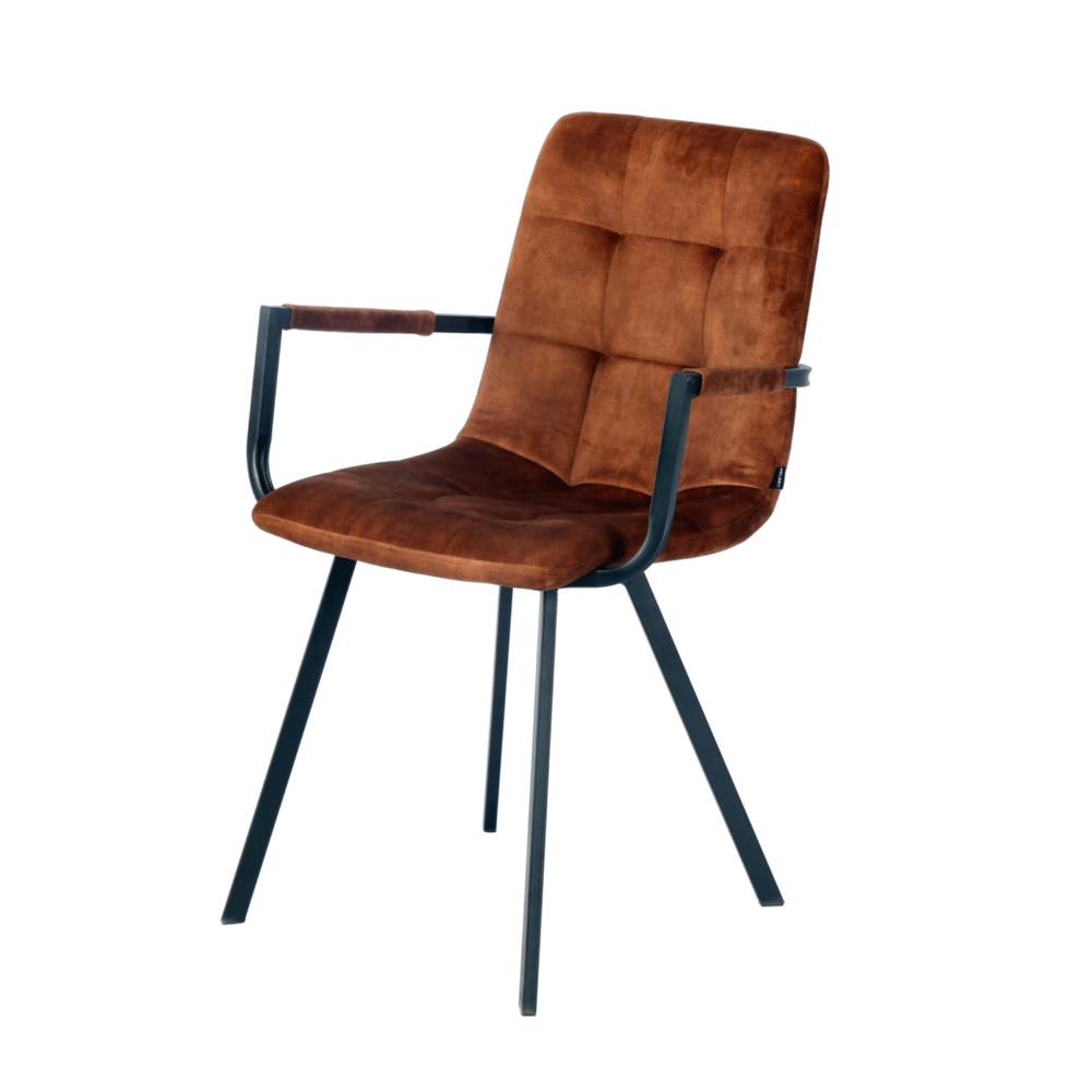 Krzesło tapicerowane z podłokietnikami Unurgunite brązowe - zdjęcie 1