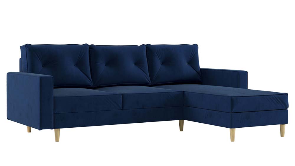 Narożnik z funkcją spania Alidia L-kształtny z pojemnikiem granatowy prawostronny - zdjęcie 5