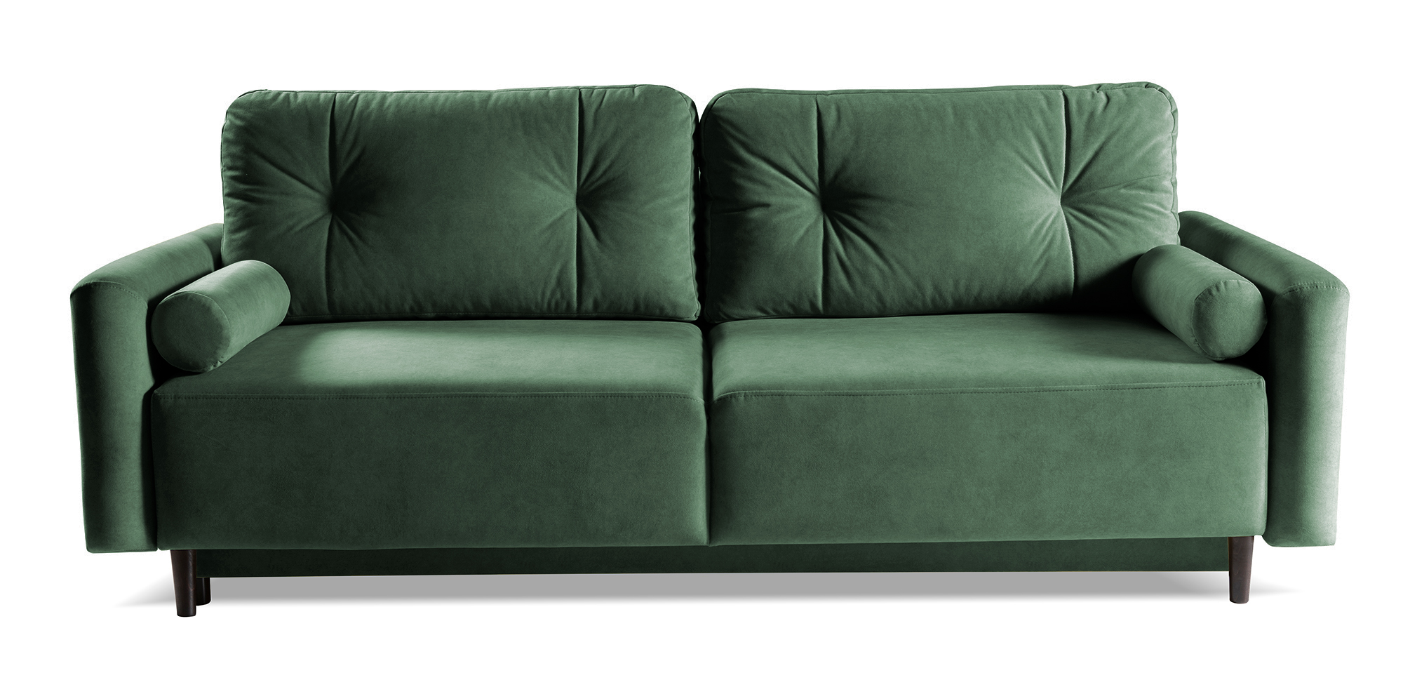 Kanapa rozkładana trzyosobowa Juskoge z pojemnikiem butelkowa zieleń welur łatwoczyszczący - zdjęcie 1